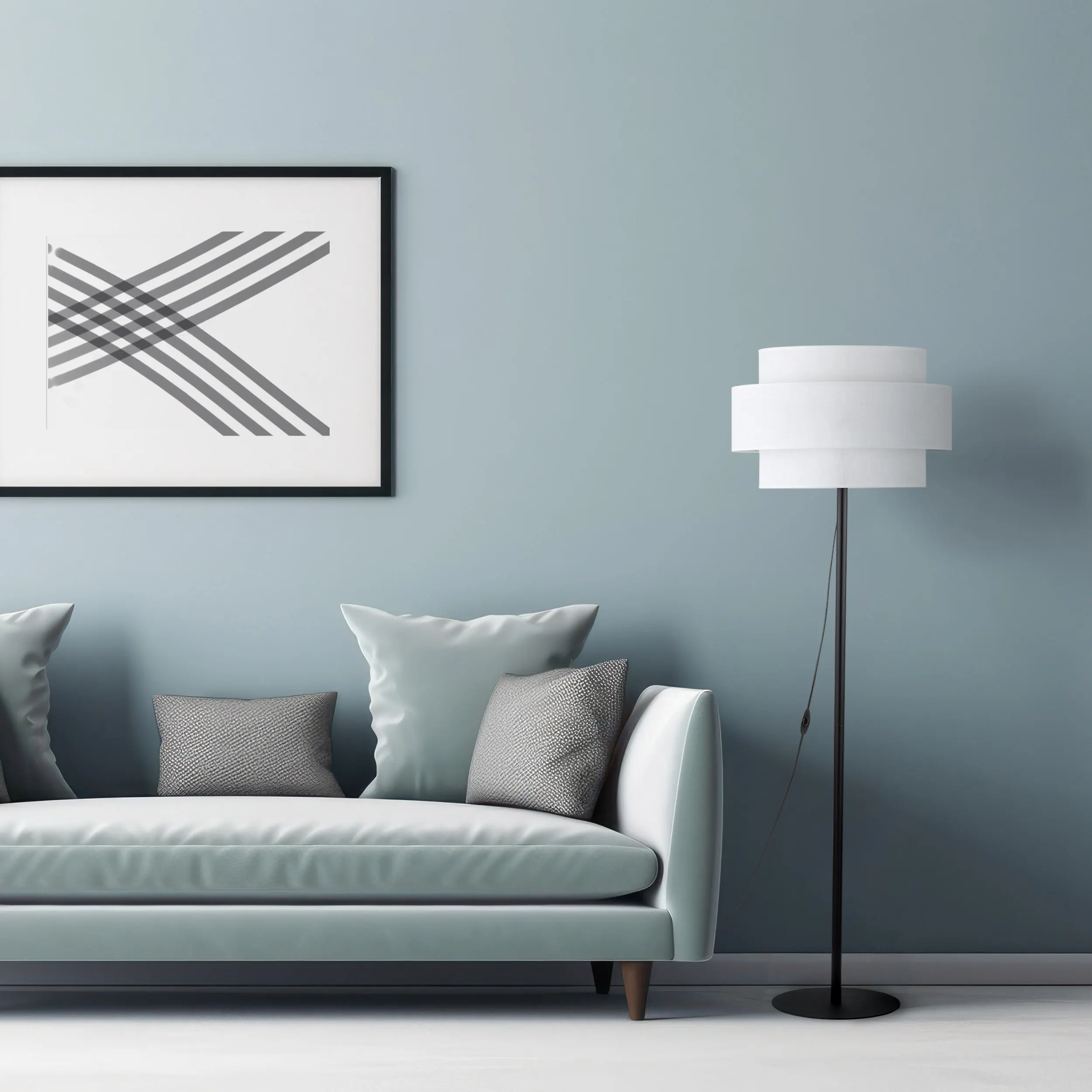 Lampa podłogowa CALISTO czarna z białym kloszem z tkaniny 159x50cm - TK_5894