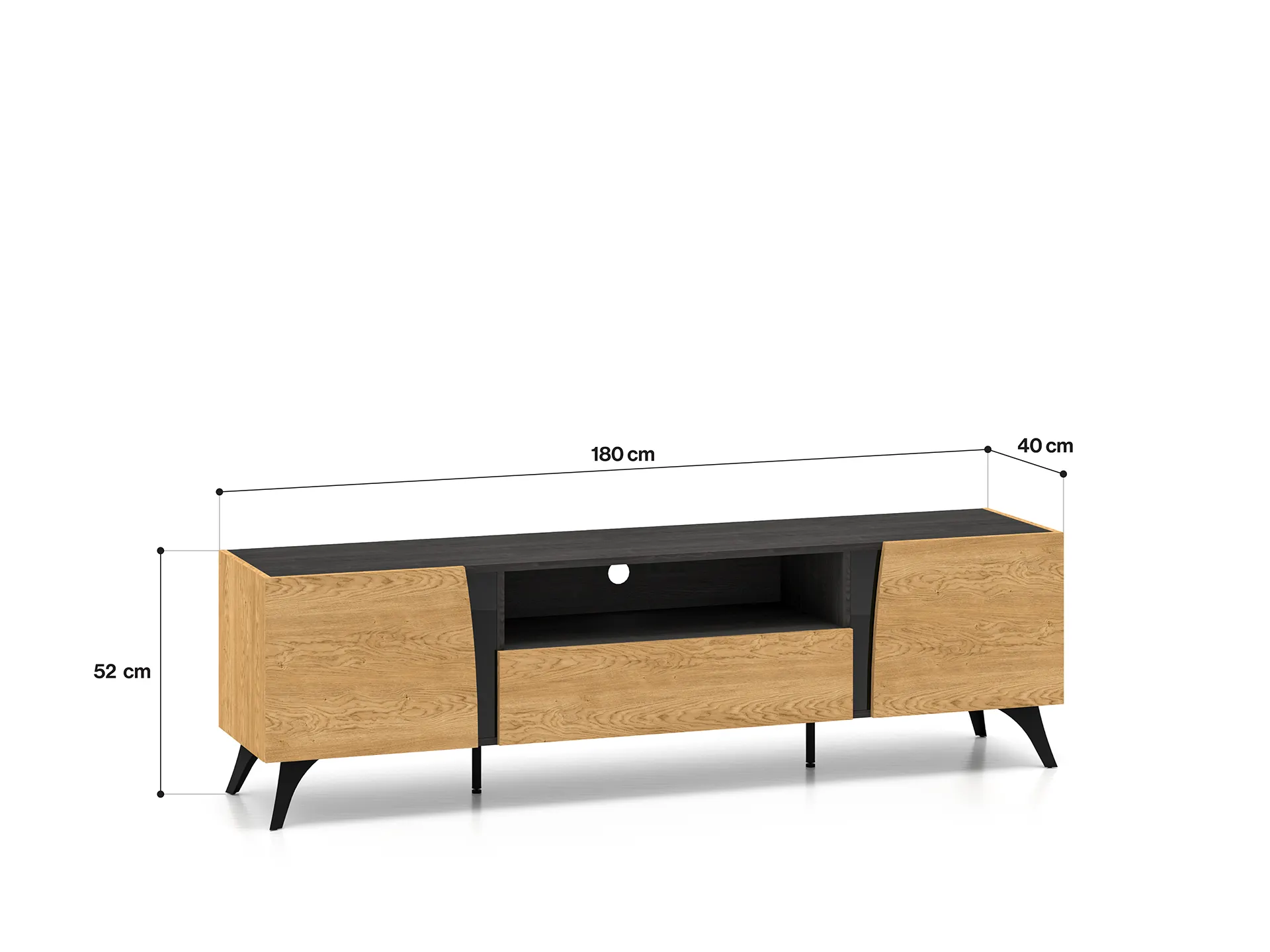 Szafka RTV 2-drzwiowa z szufladą TOSCANIA 06 dąb baltic dune jesion prestige czarny - 1TOSC06-001