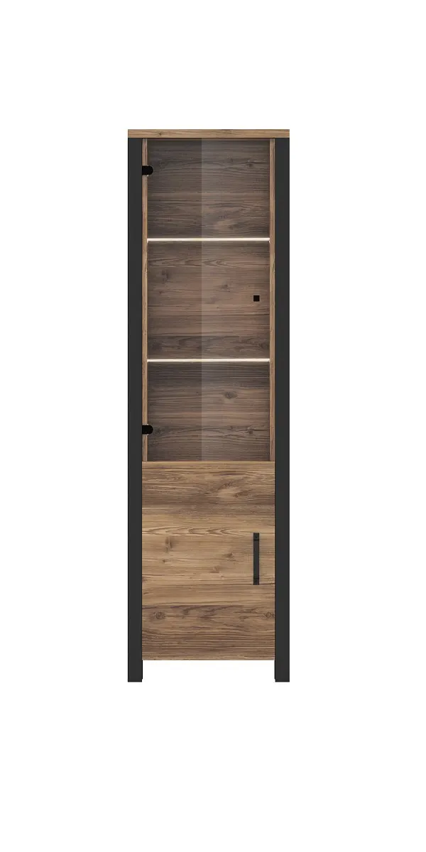 Witryna szklana OLIN 2-drzwiowa 191x56 czarna appenzeller fichte - 24ABJC05