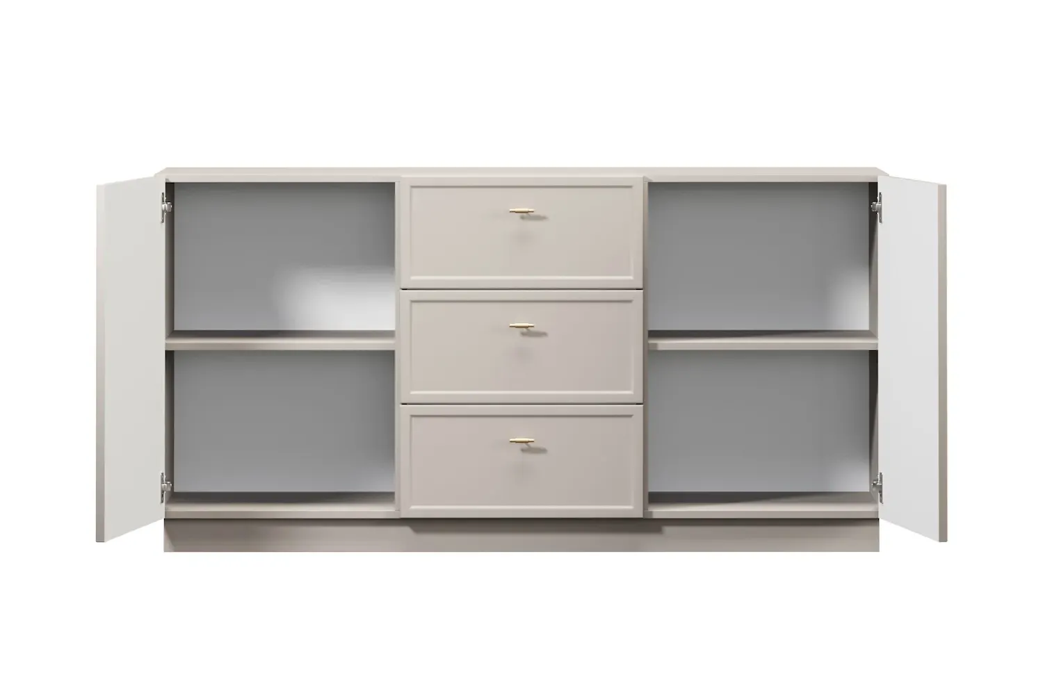 Komoda 2-drzwoiowa z 3 szufladami LORINI 150 - cashmere uchwyt T-bar złoty cokół - B_166766