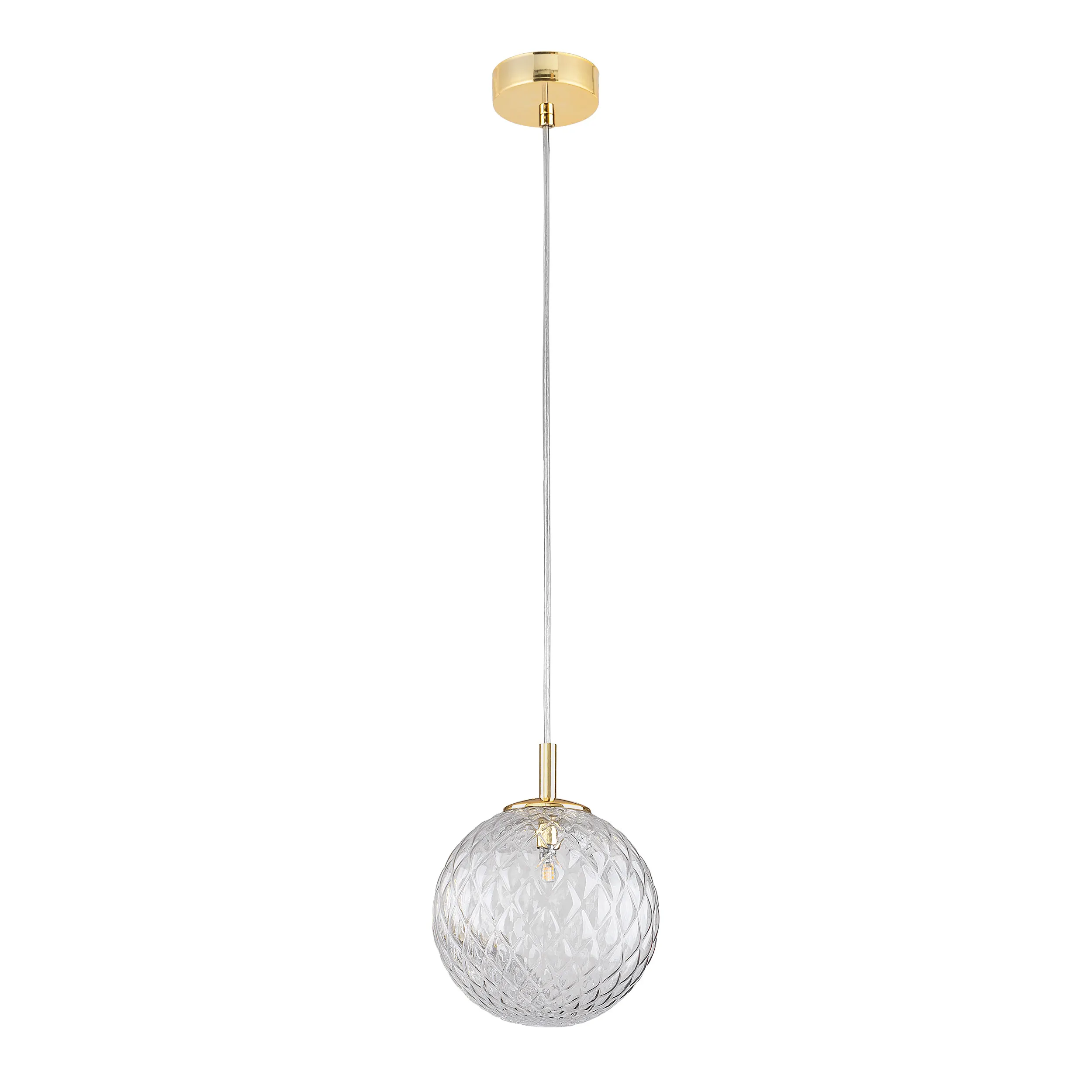 Lampa wisząca CADIX złota z kryształowym szklanym transparentnym okrągłym kloszem 214x21cm