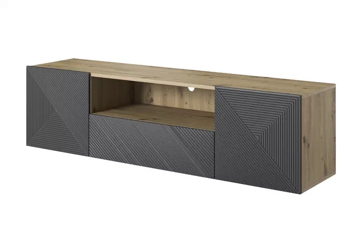 Szafka RTV ASHA 167 - biały mat - ryflowany front - wisząca — zdjęcie 2