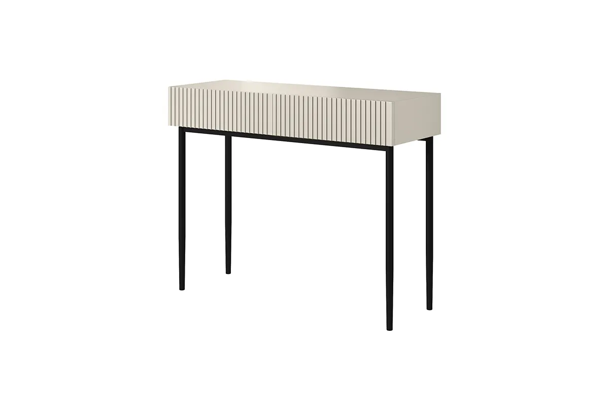 Konsola - toaletka z 2 szufladami NICOLE 100 kremowy - czarny stelaż
