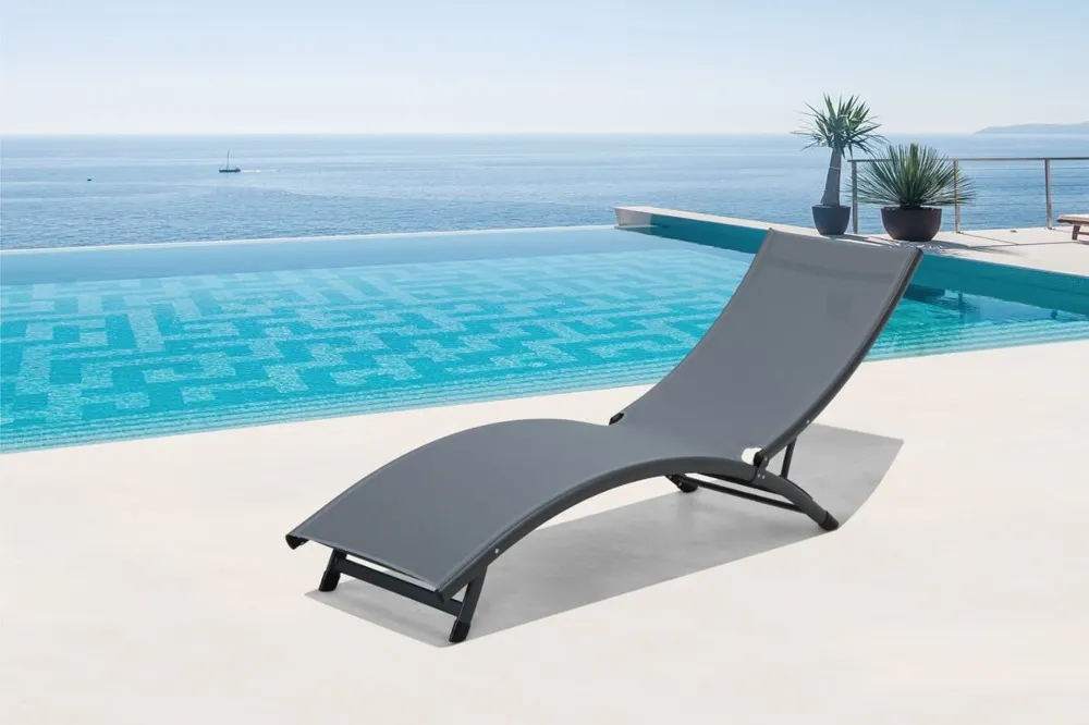 Leżak ogrodowy basenowy STAR 186 cm składany ciemnoszary - FG005528