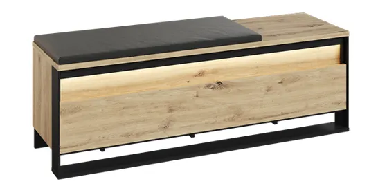 Szafka na buty z podnoszonym siedziskiem LED Quant QG-04 dąb artisan/czarna Szafka na buty z podnoszonym siedziskiem LED Quant QG-04 dąb artisan/czarna