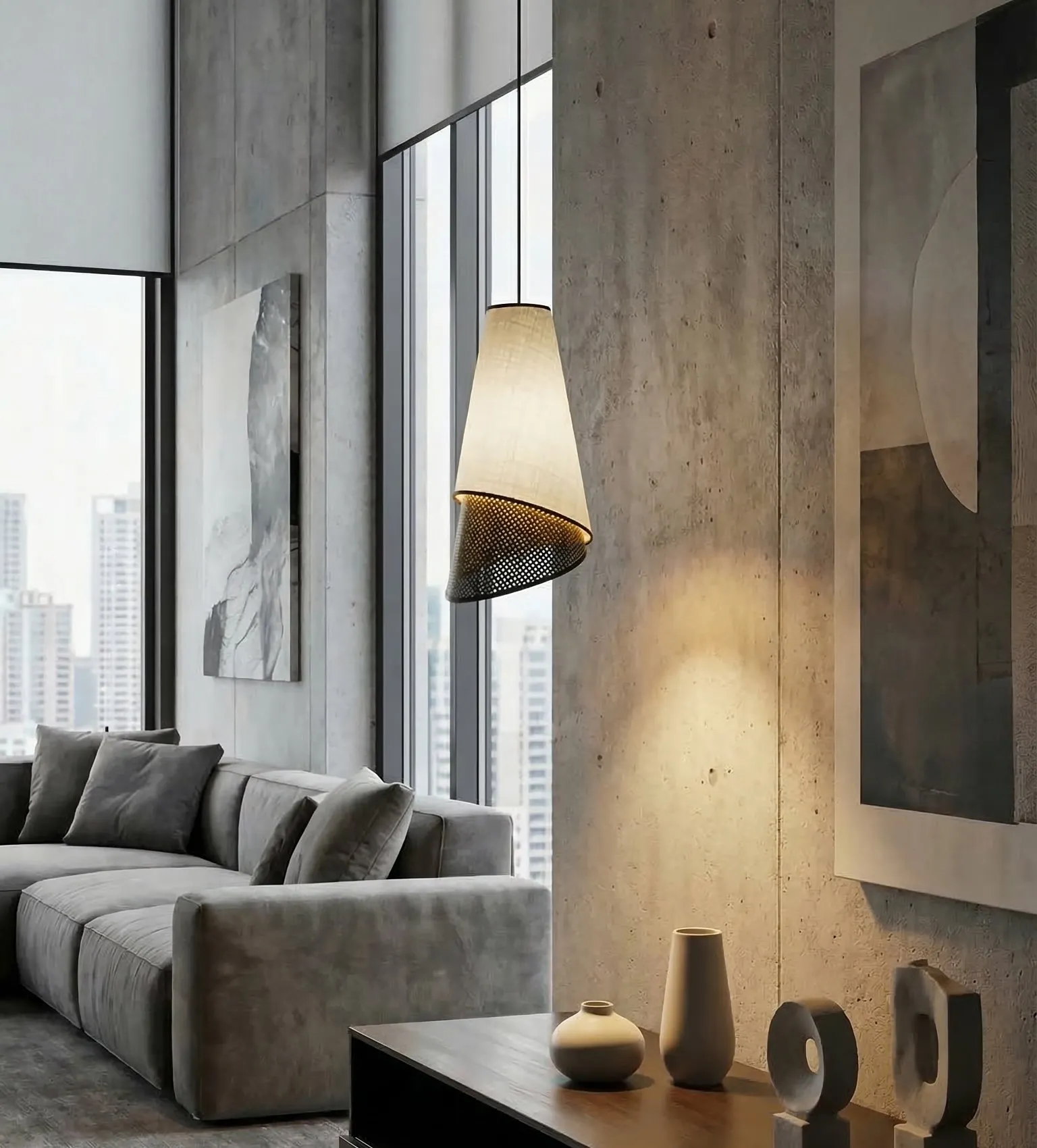 Lampa wisząca z perforowanym kloszem MODA 1 szary czarny - 1619/1