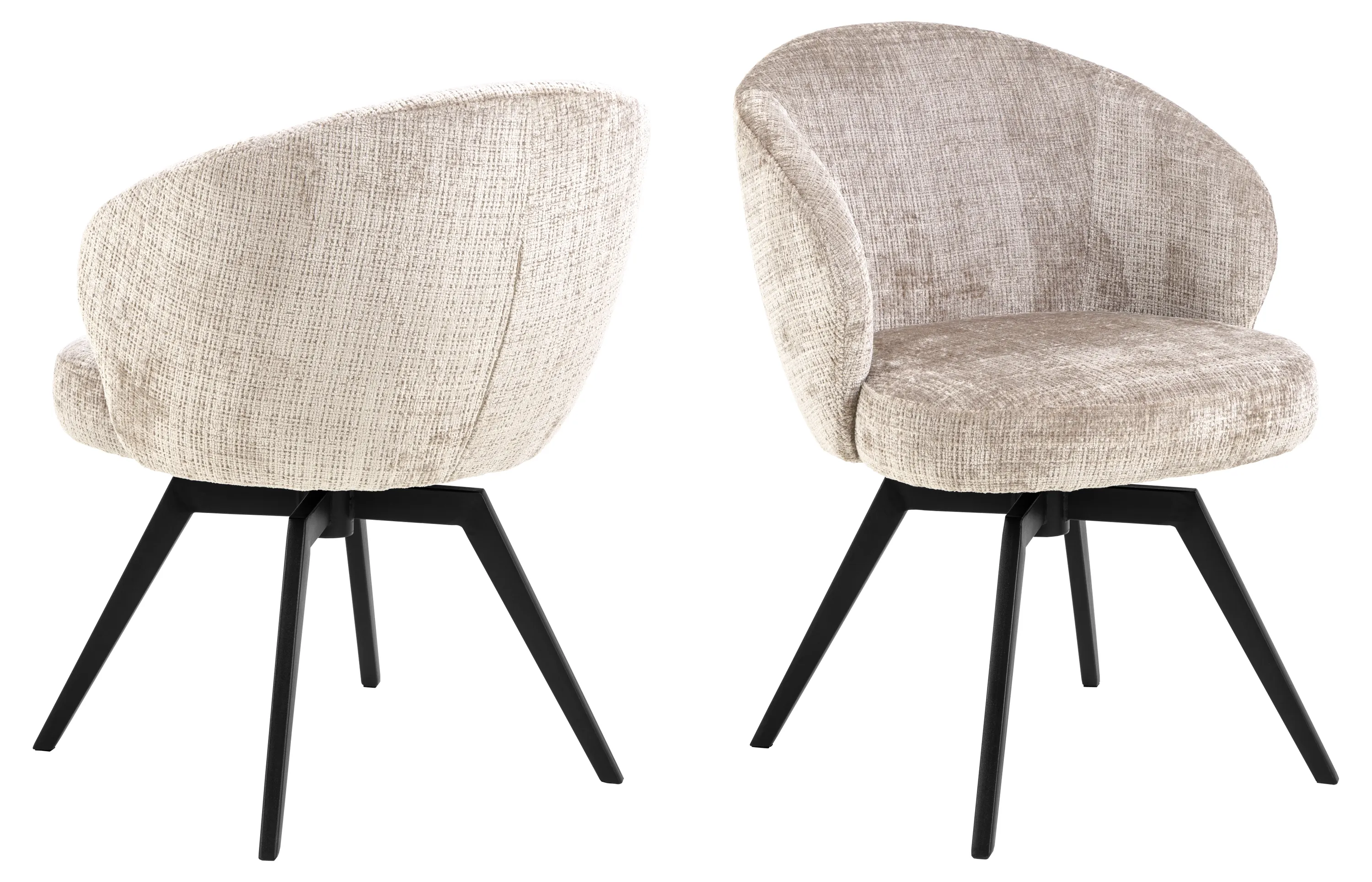 Krzesło obrotowe okrągłe DARLENE 2 z podłokietnikami beżowy/czarny - 0000109362