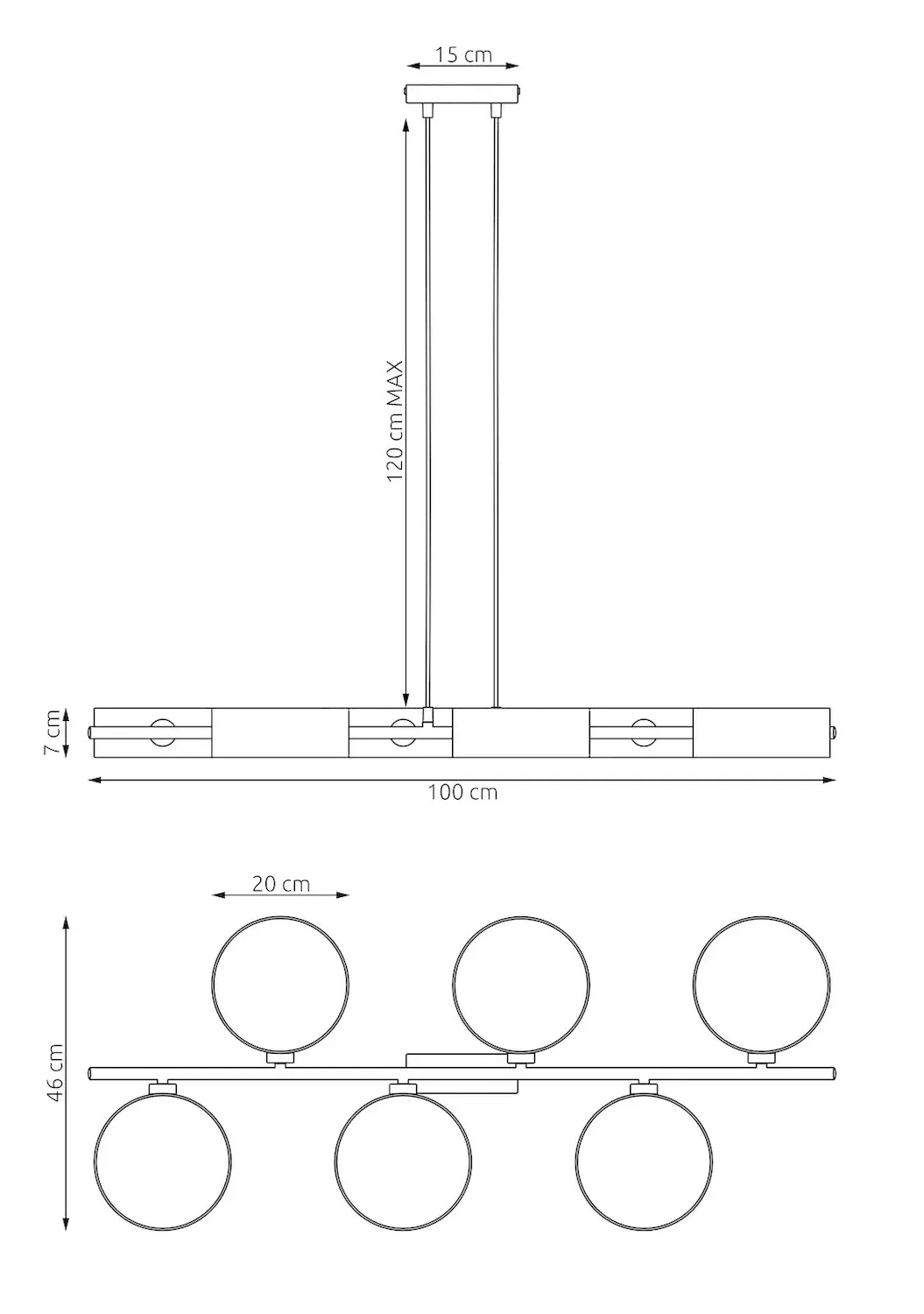 Lampa wisząca DRUMZ 6 abażur naturalny czarny - 1565/6