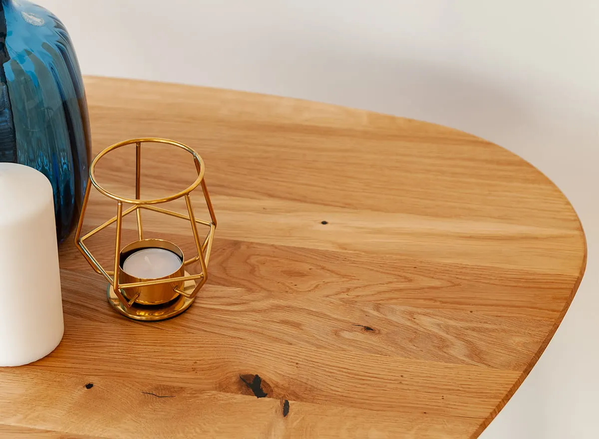 Stolik kawowy dębowy ORBETELLO owalny 67x68 cm - dąb olejowany - 3SORB54