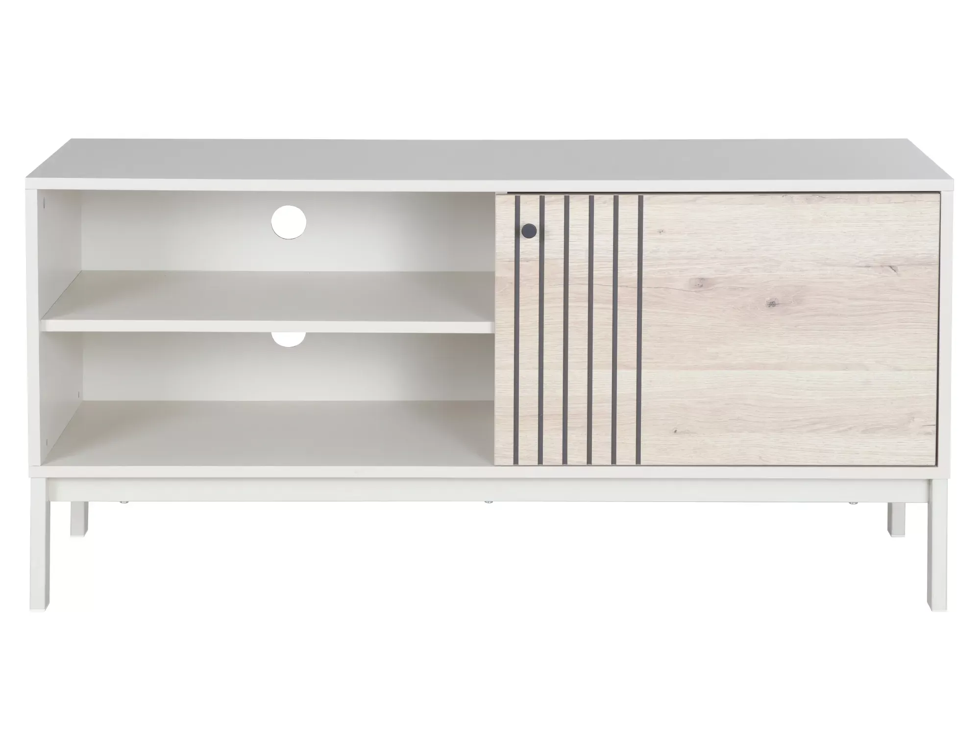 Szafka RTV FROST RTV2 z półkami 120 cm dąb alpejski/złamana biel - FROSTRTV2