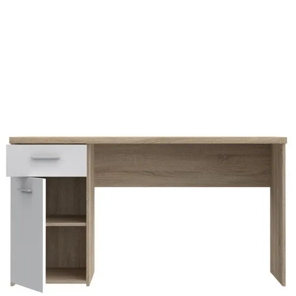 Biurko NET106 z szafką i szufladą - efekt drewna, biały - MT936-Q36