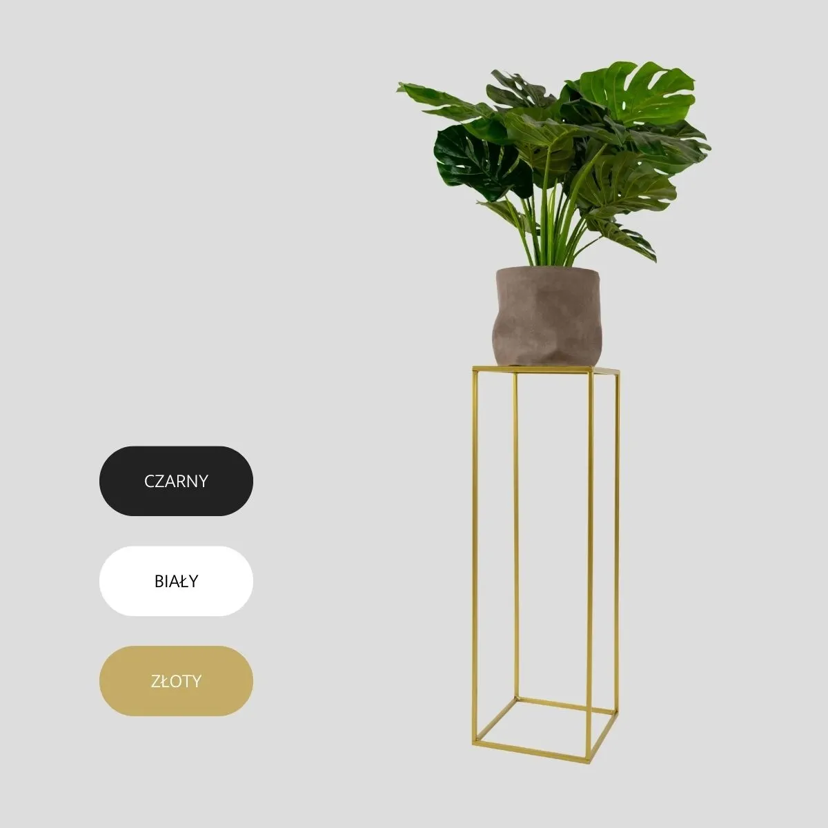 Kwietnik stojący metal drewno BREST L złoty - LD_TZ000162