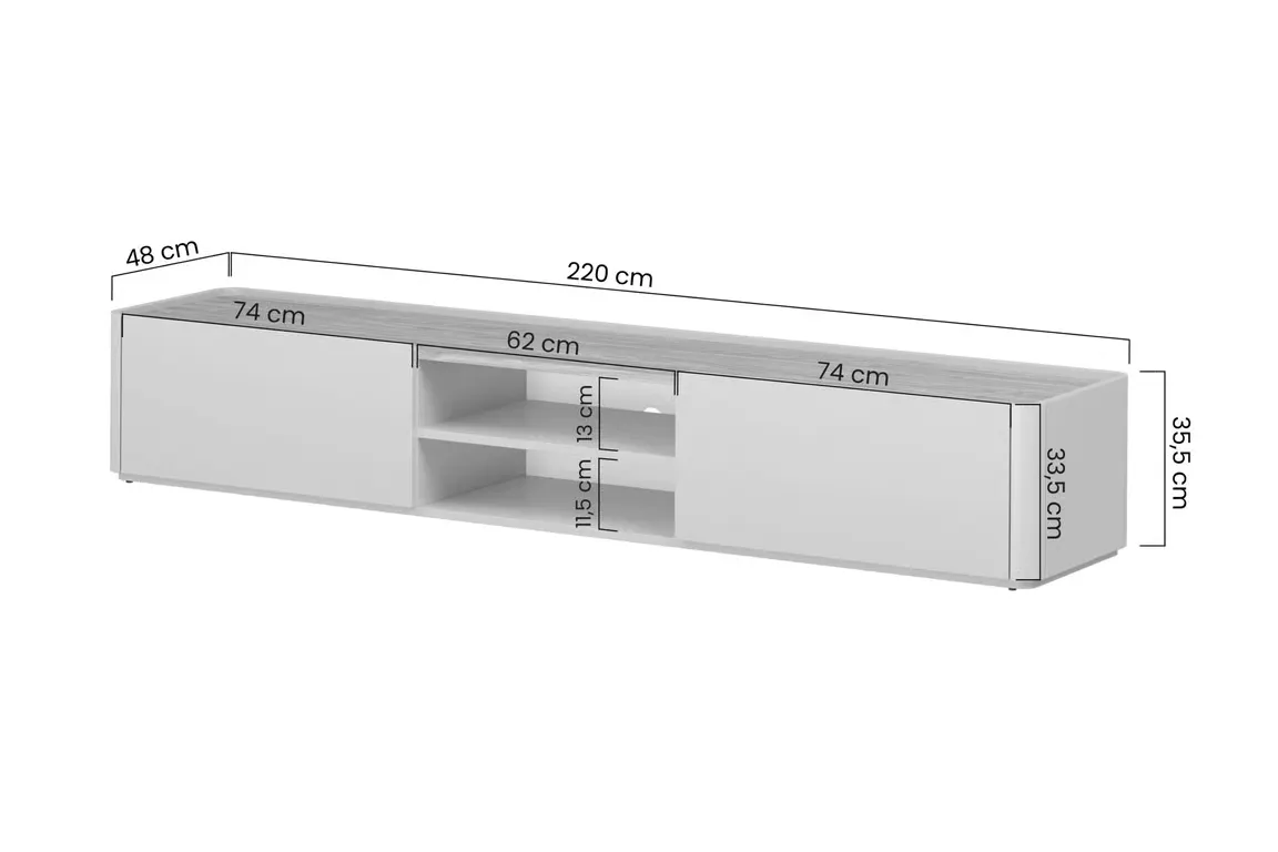 Szafka RTV z klapą i 1 szufladą ELIVO RTV 220cm cashmere dąb olejowany — zdjęcie 10