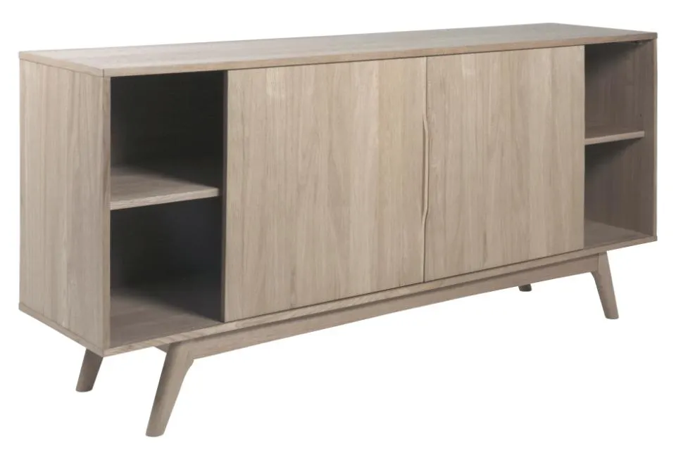 Komoda 2-drzwiowa z 4 szufladami ANAIS 180x44x84 Fornir dębowy bielony olejowany
