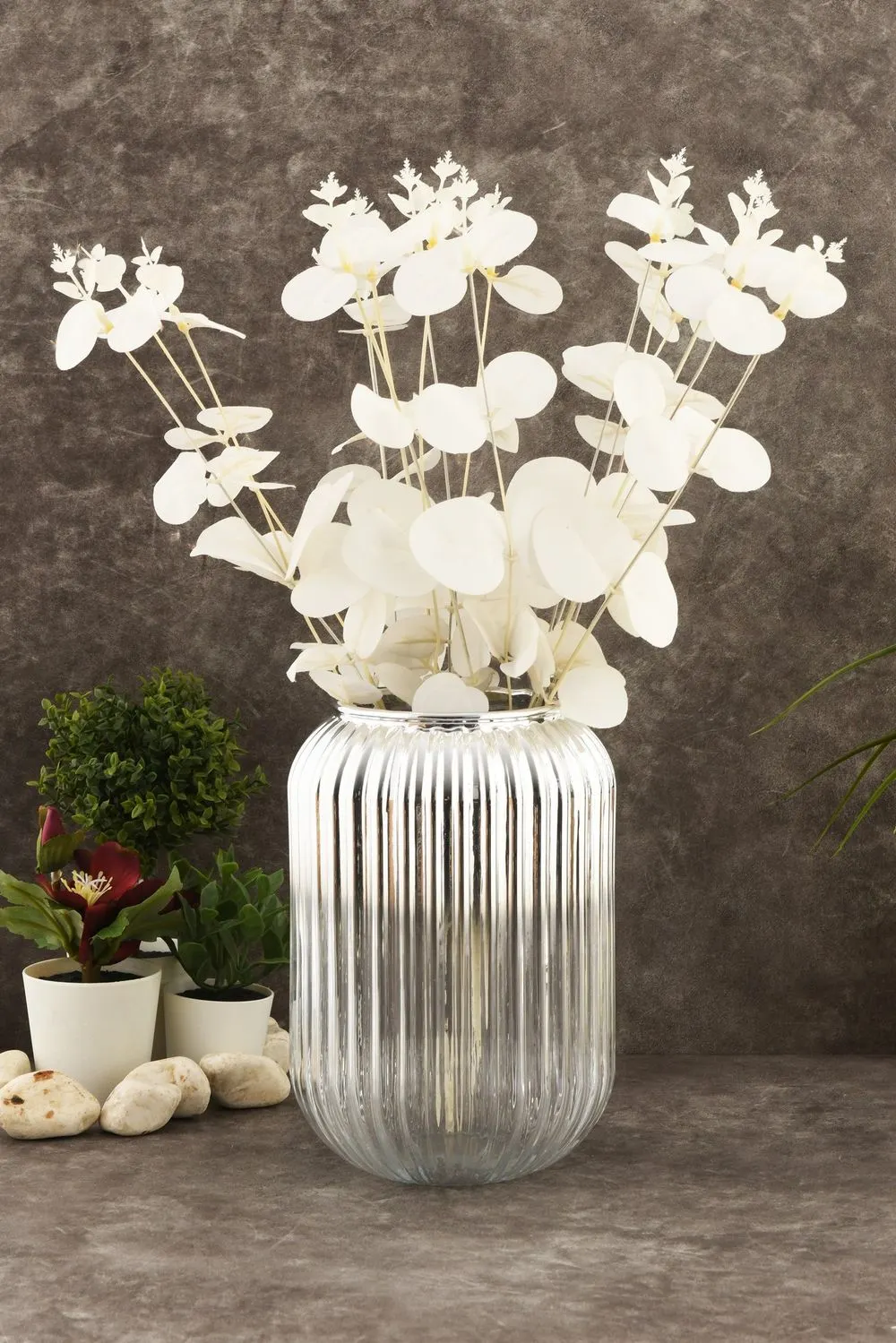 Wazon szklany cieniowany LINE D20K 10x10x20 cm chrom - ASI_329SBL1104