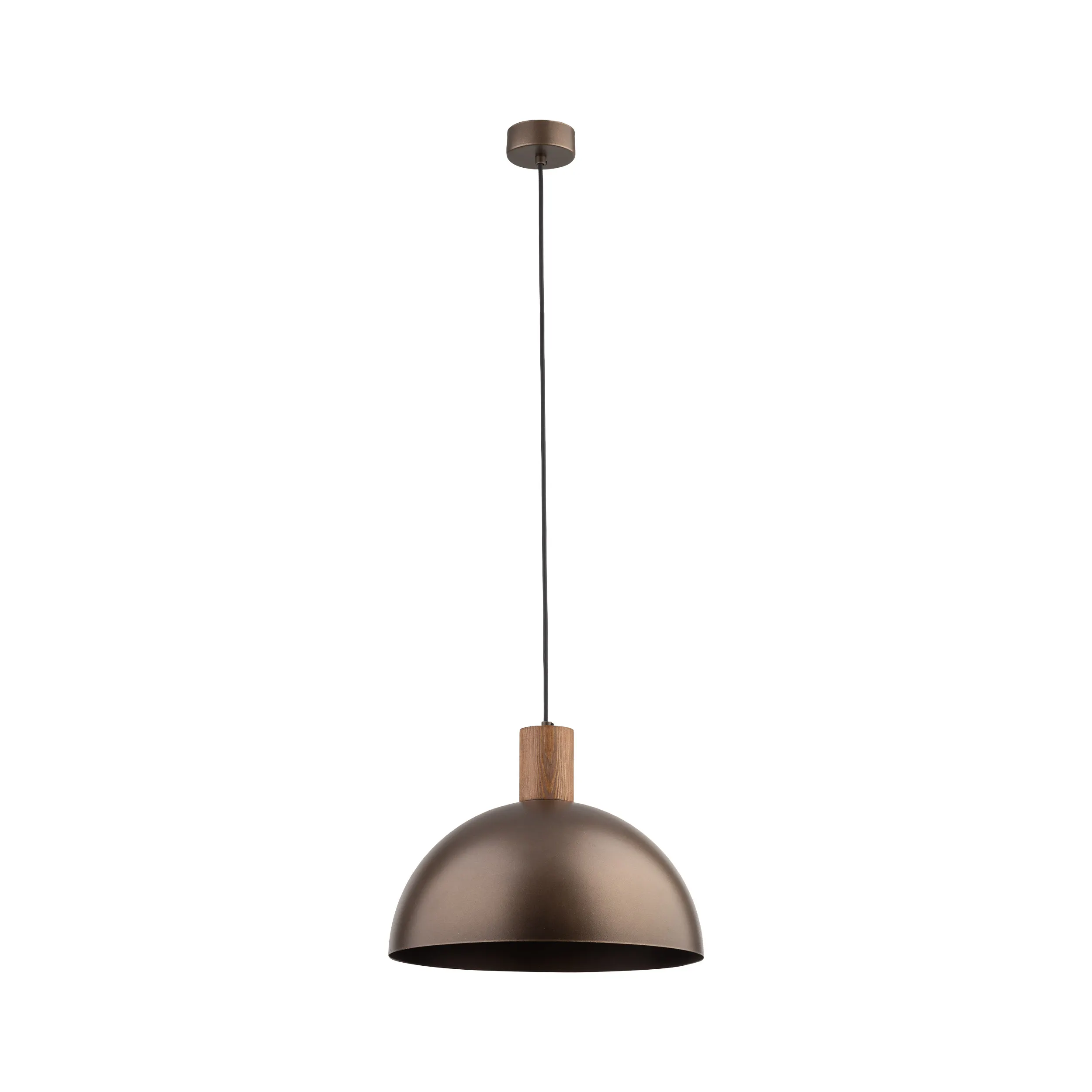 Lampa wisząca OSLO brązowa matowa na czarnym przewodzie z drewnianym elementem 170x33cm
