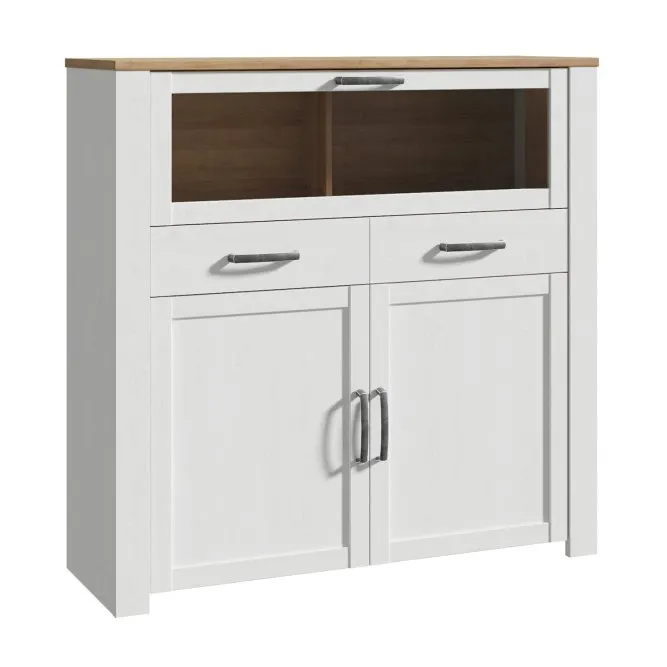 Witryna barek z witryną i szufladą CHISBURY - dąb riviera, modrzew jasny sibu Witryna barek z witryną i szufladą CHISBURY - dąb riviera, modrzew jasny sibu