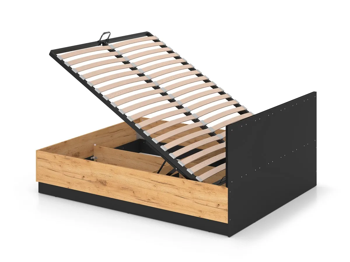 Łóżko z podnoszonym stelażem 160x200 URSO 1401 craft złoty-czarny - 1URSO1401-001