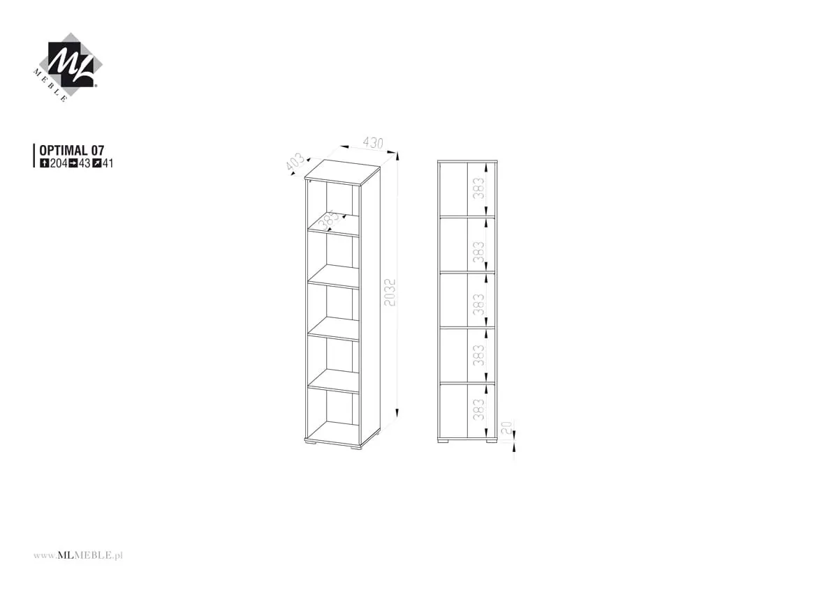 5044-regal-biurowy-optimal-07-slupek-na-ksiazki-sonoma-jasna-ml-meble Regał biurowy wąski OPTIMAL 07 Dąb sonoma jasna 204x43x41 - 1OPTI07-002