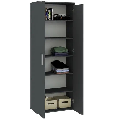 Szafa 2-drzwiowa KLARA z półkami 70cm antracyt - INT_5002694