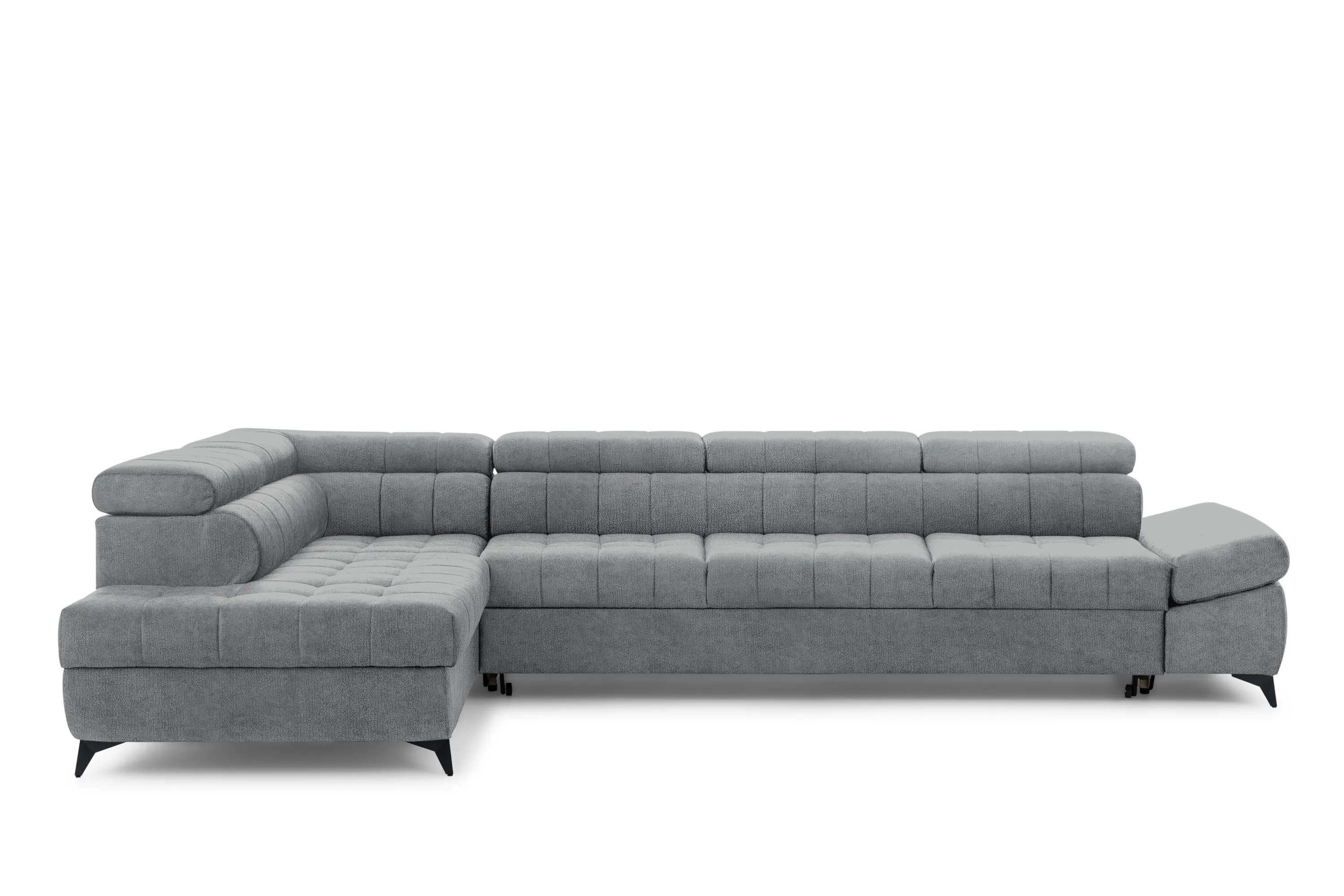 Narożnik lewostronny VALORIS MAXI regulowane zagłówki i podłokietniki tkanina Perfect harmony 85 szary - B_168603