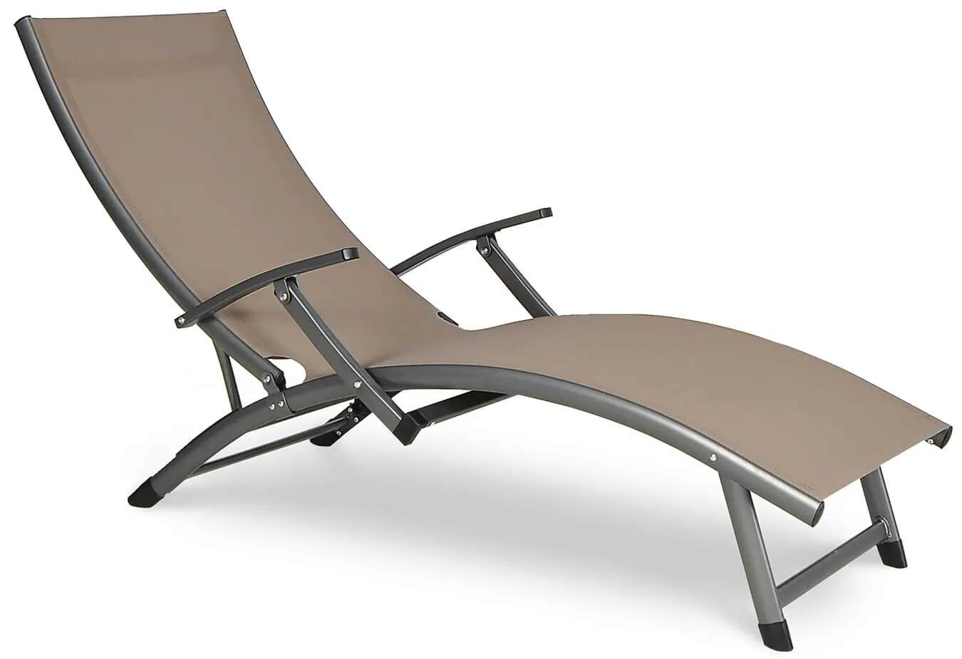 Leżak ogrodowy składany RELAX aluminiowy z regulacją 175 cm taupe