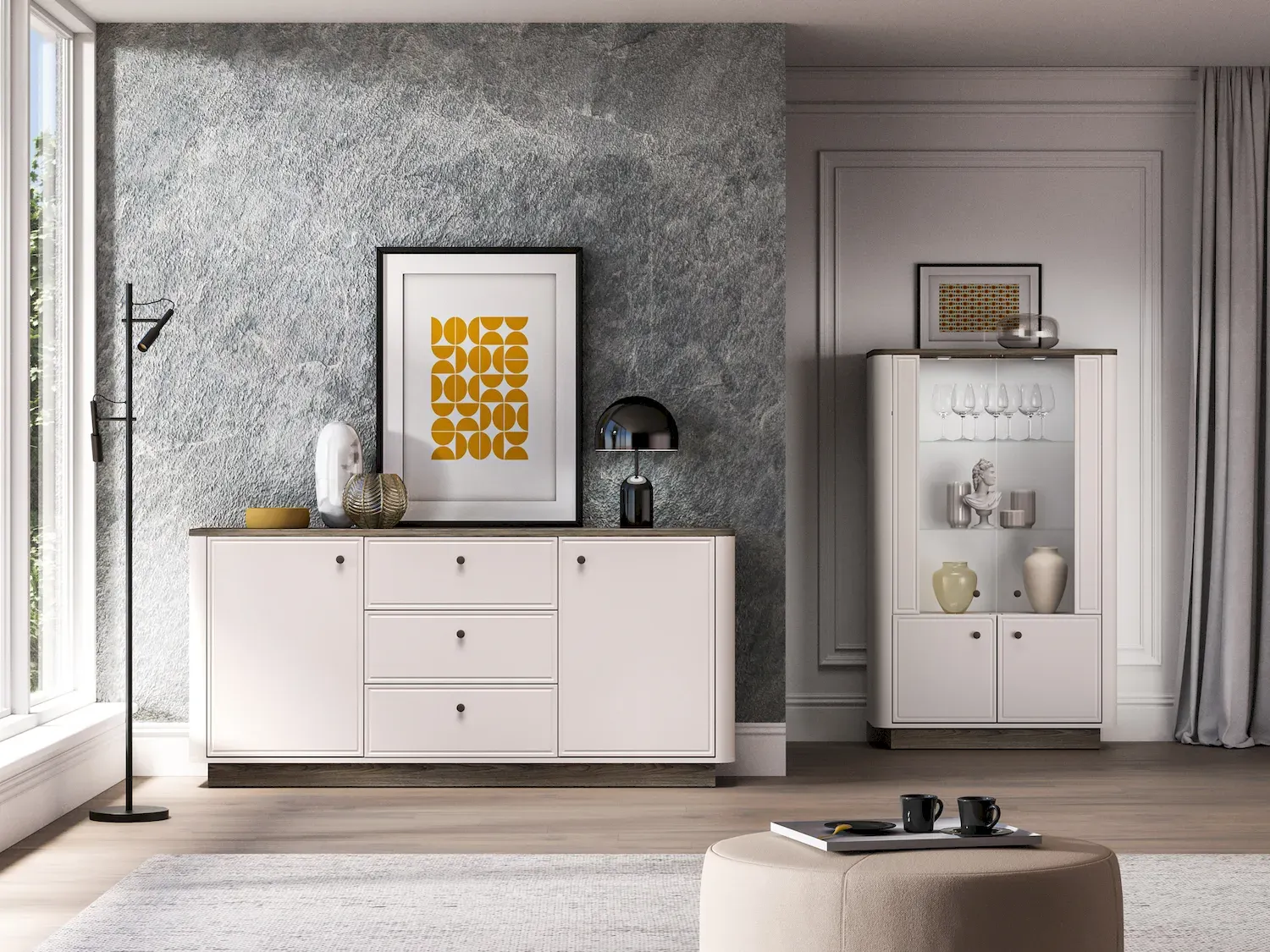 Komoda 2-drzwiowa z 3 szufladami VILAVIO 03 szer.180cm dąb windmill dark cashmere - 1VILA03-001