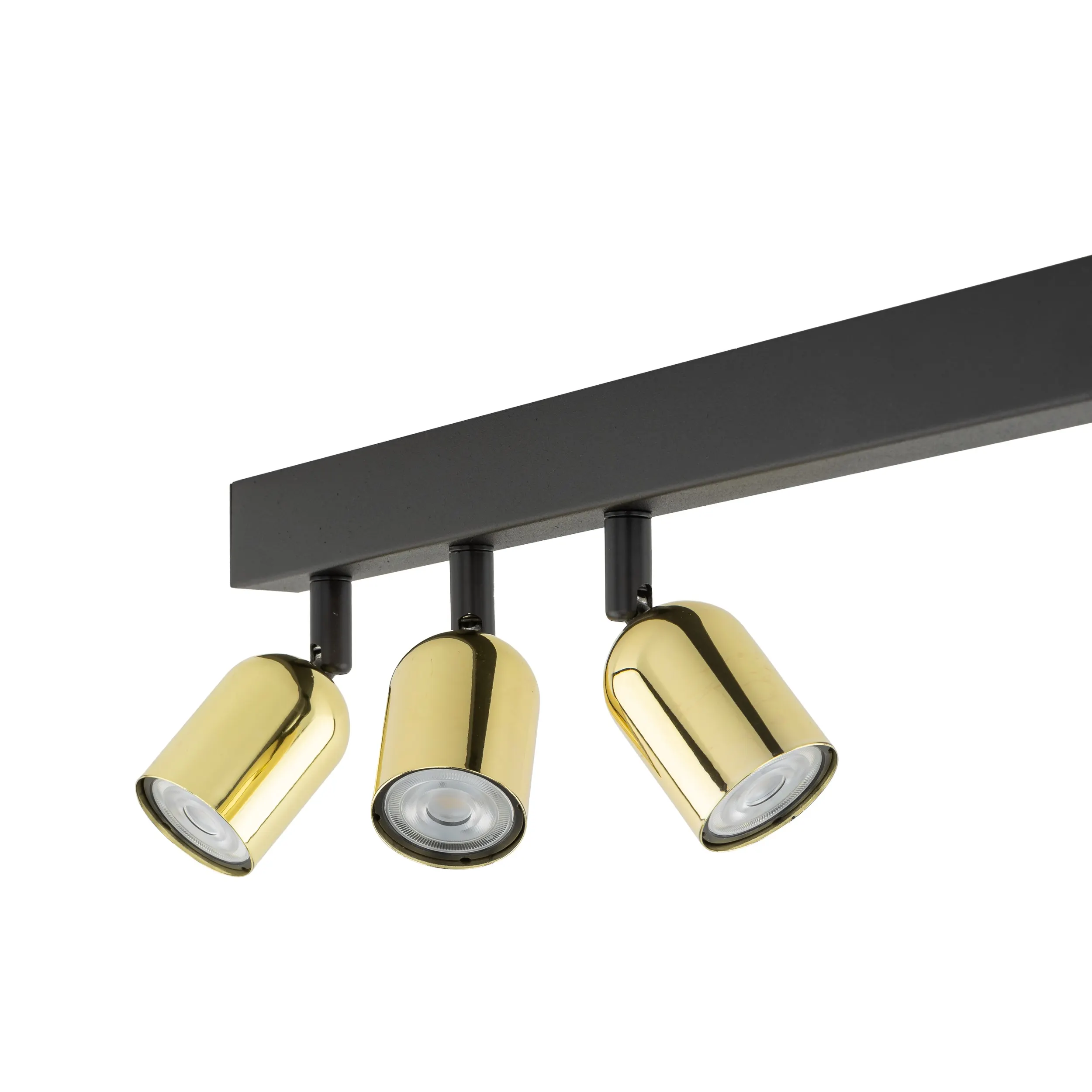 Lampa sufitowa TOP czarna ze złotymi reflektorami niesymetryczna na metalowej listwie 94x18x16cm - TK_6314