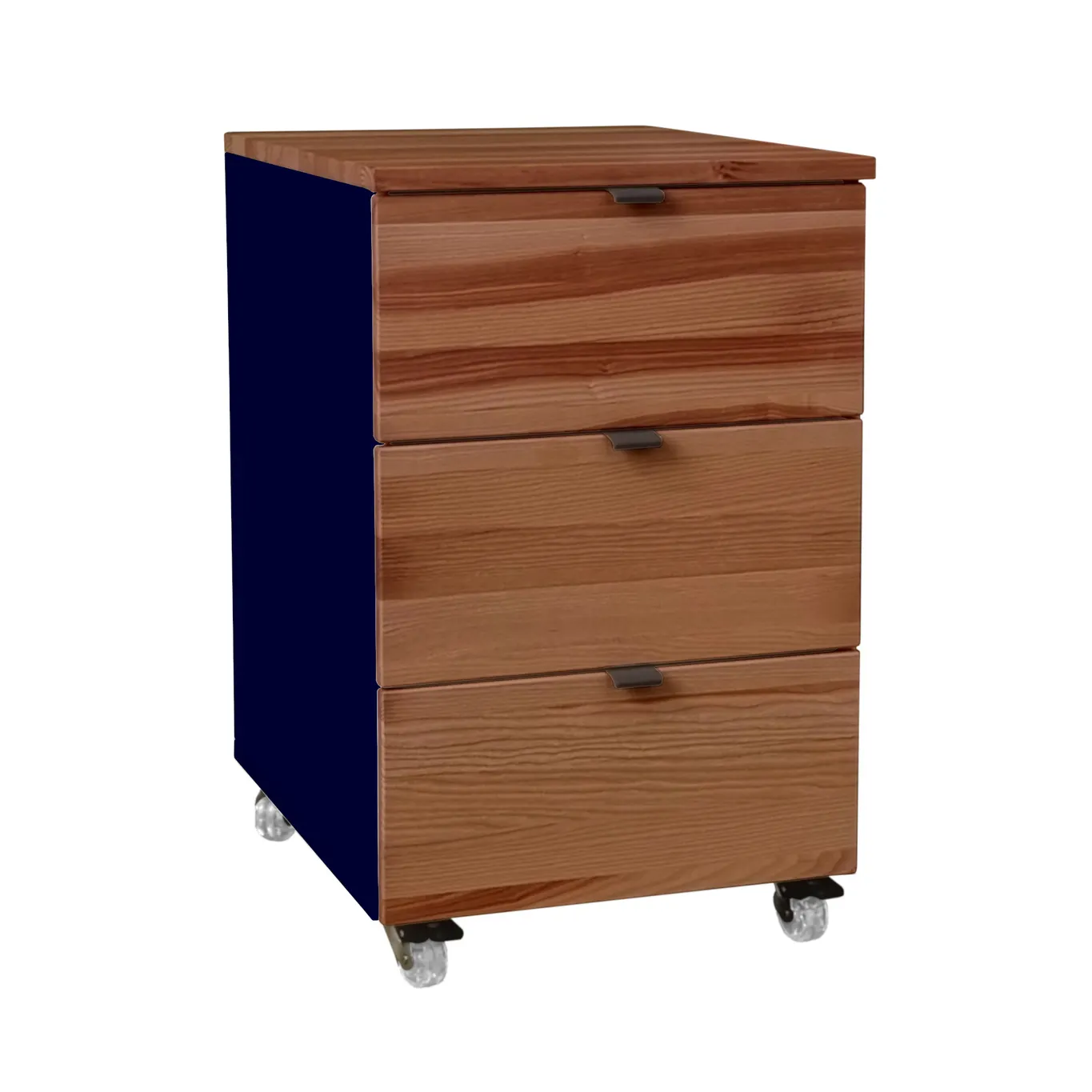 Kontenerek pod biurko z szufladami LUKA na kółkach 41x50 granatowy/kolor dębu Szuflada, Meble, Szafka, Skrzynka pocztowa