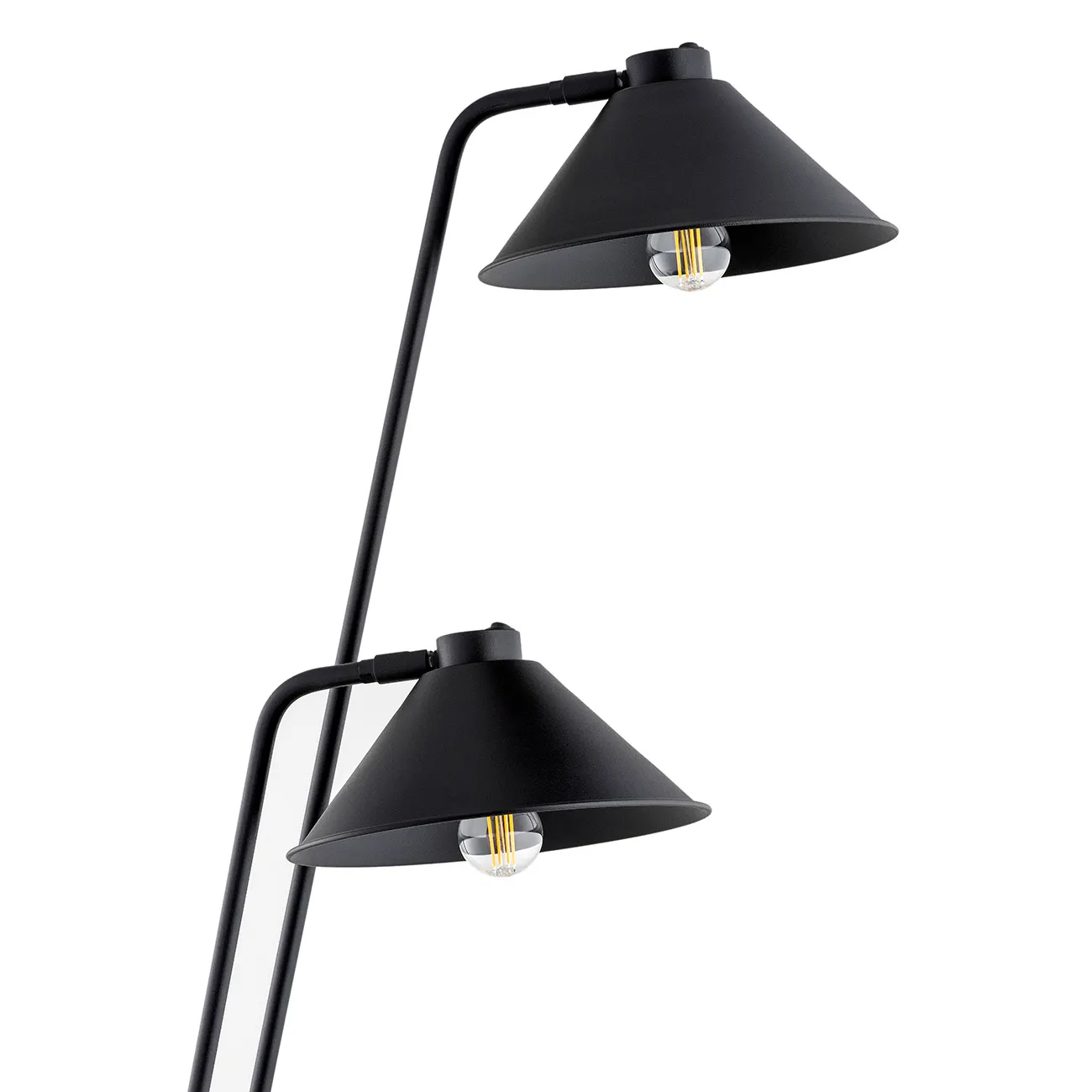 Lampa podłogowa Gabian czarna z dwoma kloszami i regulacją 168cm - 7075