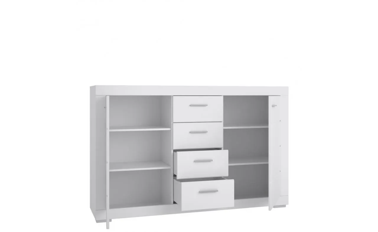 Komoda 2-drzwiowa z 4 szufladami SNOW - biały, chrom - SNWK36-C50