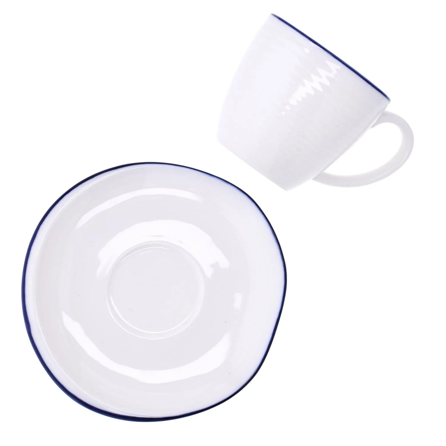 image talerz, miska, porcelana, błękitna linia, kute wykończenie