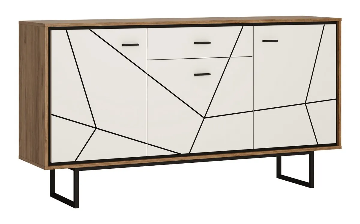 BROLO BROK04 KOMODA 3D1S DĄB CATANIA /CZARNA PERŁA/MDF BIAŁY HG
