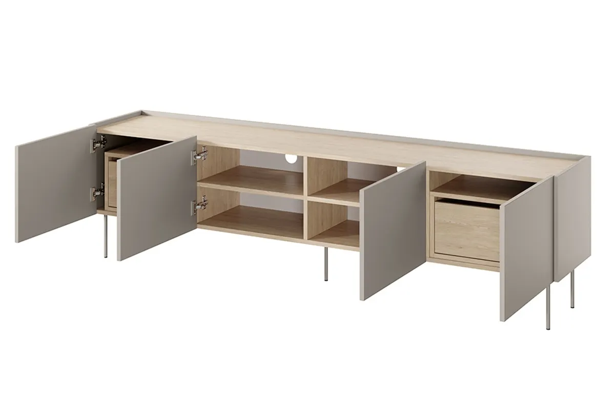 Szafka RTV DESIN 220 z 2 szufladami - kremowa - dąb nagano - B_149144