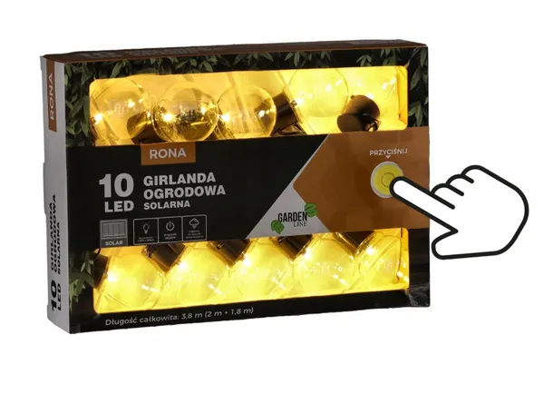girlanda, led, solarna, ogrodowa, 10 led