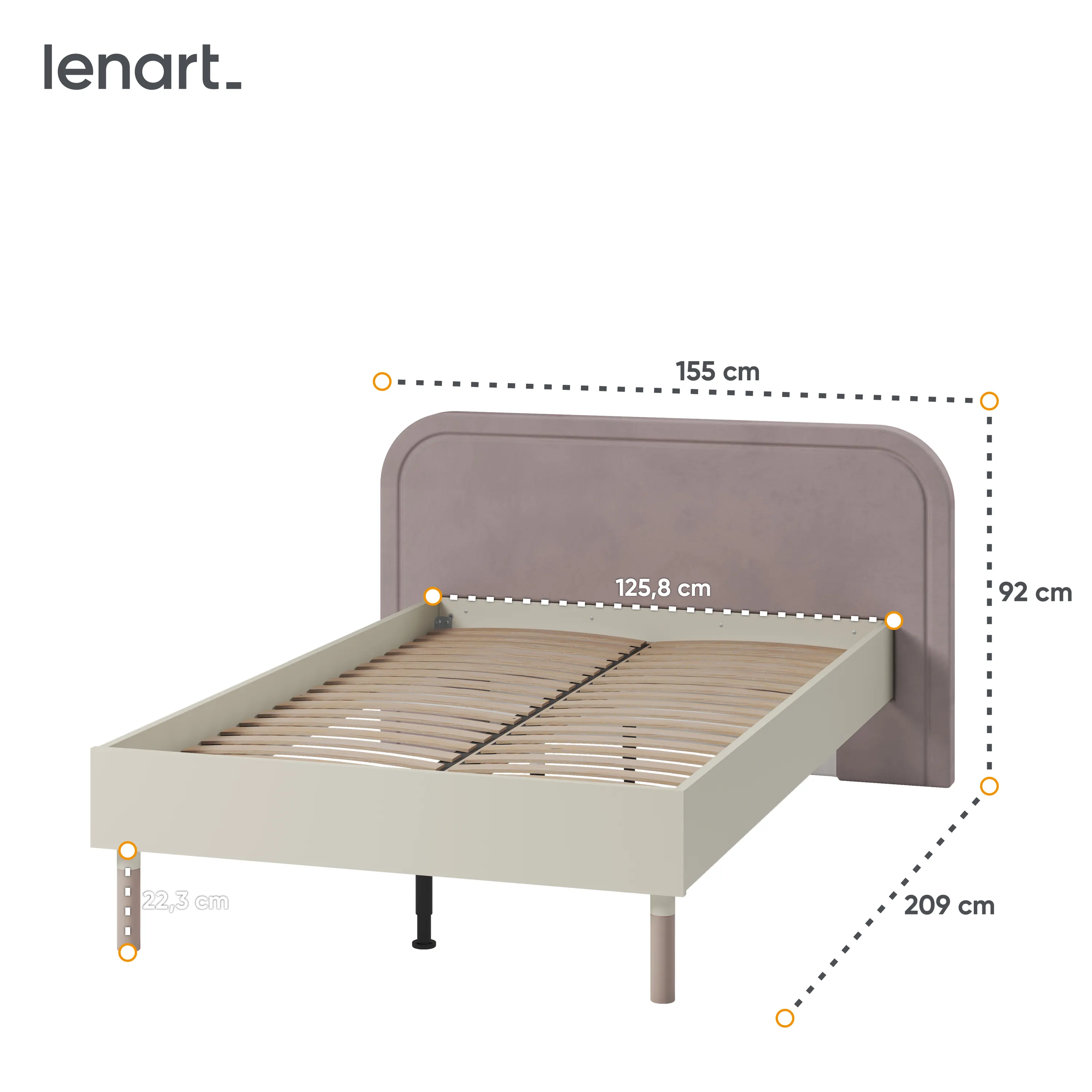 Łóżko Harmony HR-09 120x200 kaszmir - HR9KT