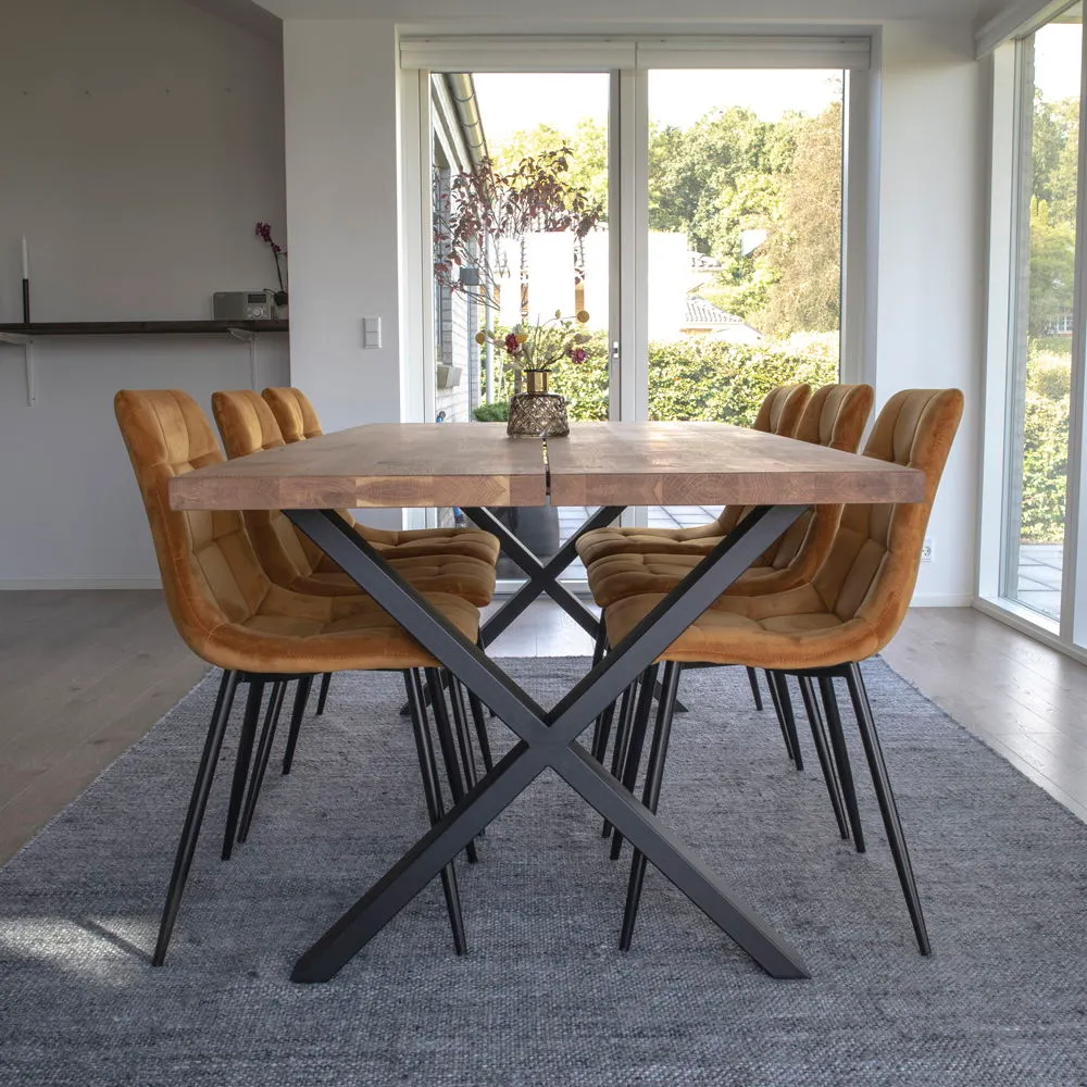 Stół do jadalni MONTPELLIER 95x200 dąb olejowany, czarny - 2201291