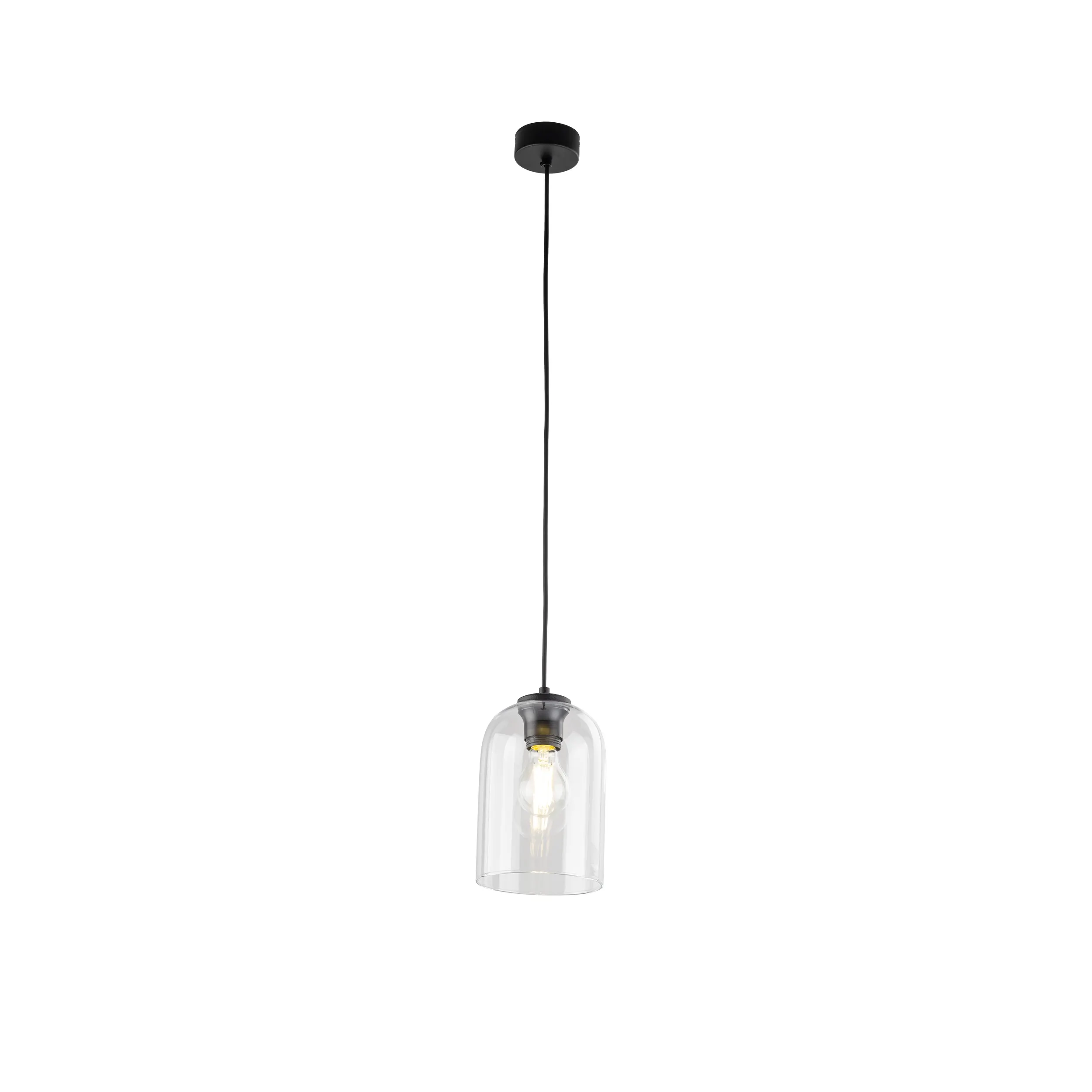 Lampa wisząca MOLLY czarna z transparentnym szklanym kloszem 160x14cm - TK_10300