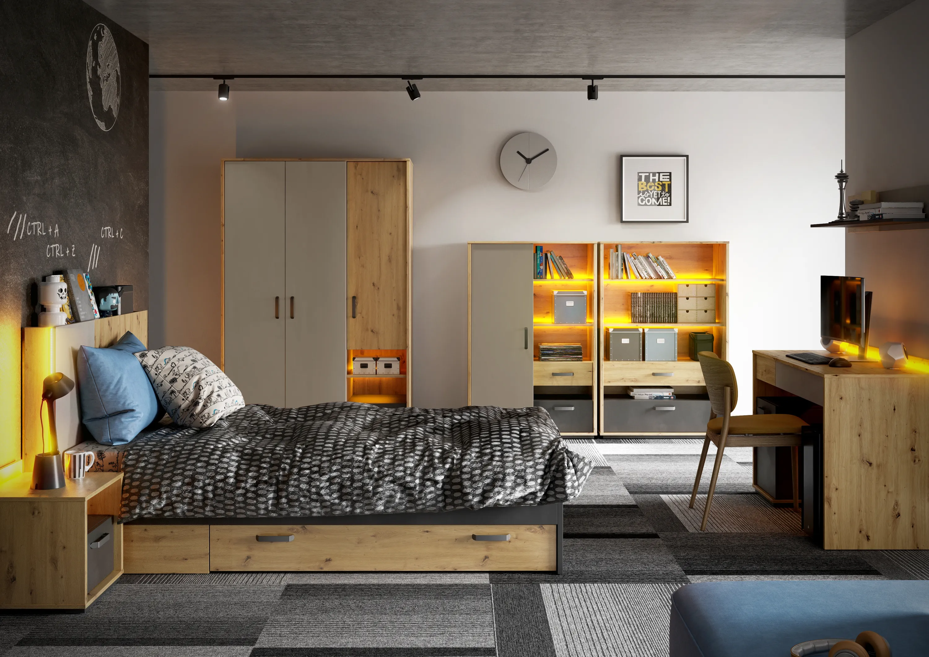 Regał LED Qubic QB-06 dąb artisan - QB6DAR