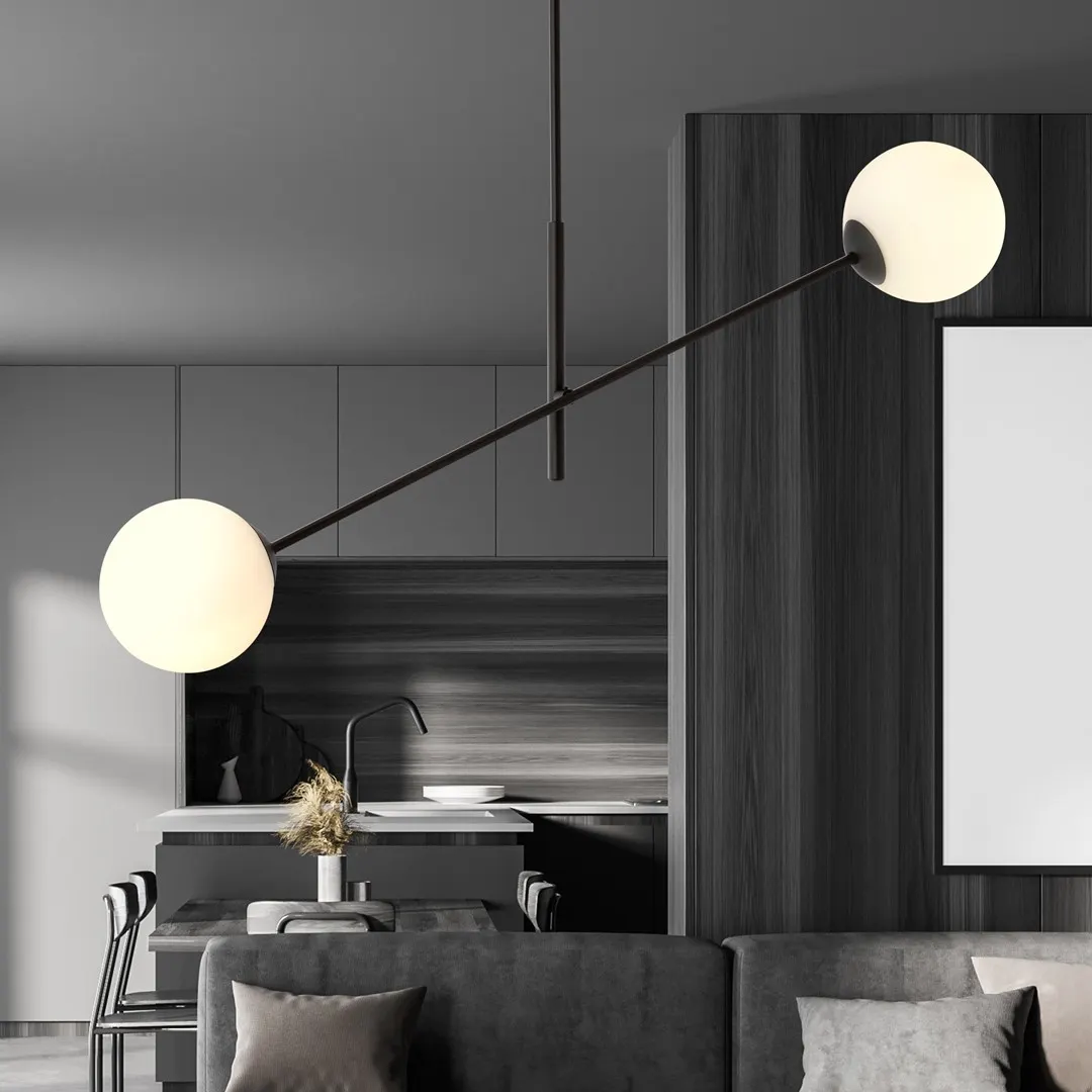Lampa wisząca LINEAR 6 czarny biały — zdjęcie 5