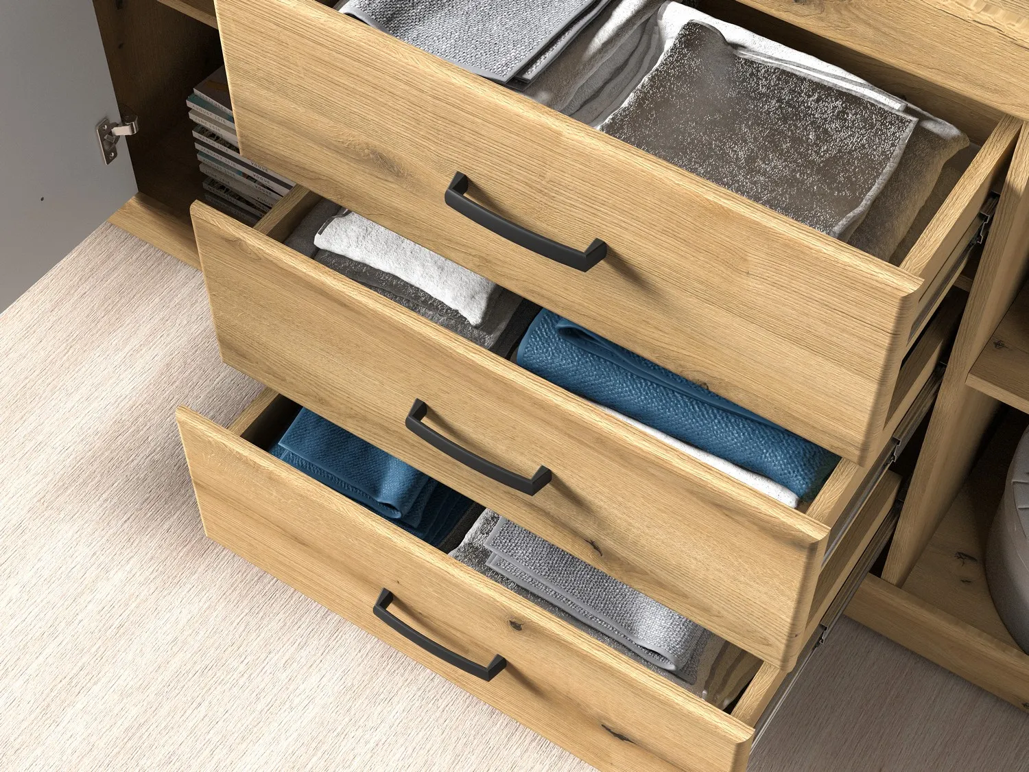 Komoda 2-drzwiowa z szufladami DORA 160x40x85 dąb evoke - 1DORA04-001