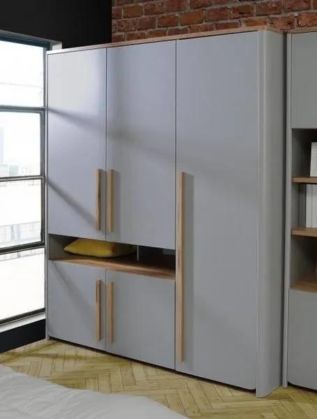 Szafa młodzieżowa SURFINIO 194x157 szara dąb catania - SFNS731-M378