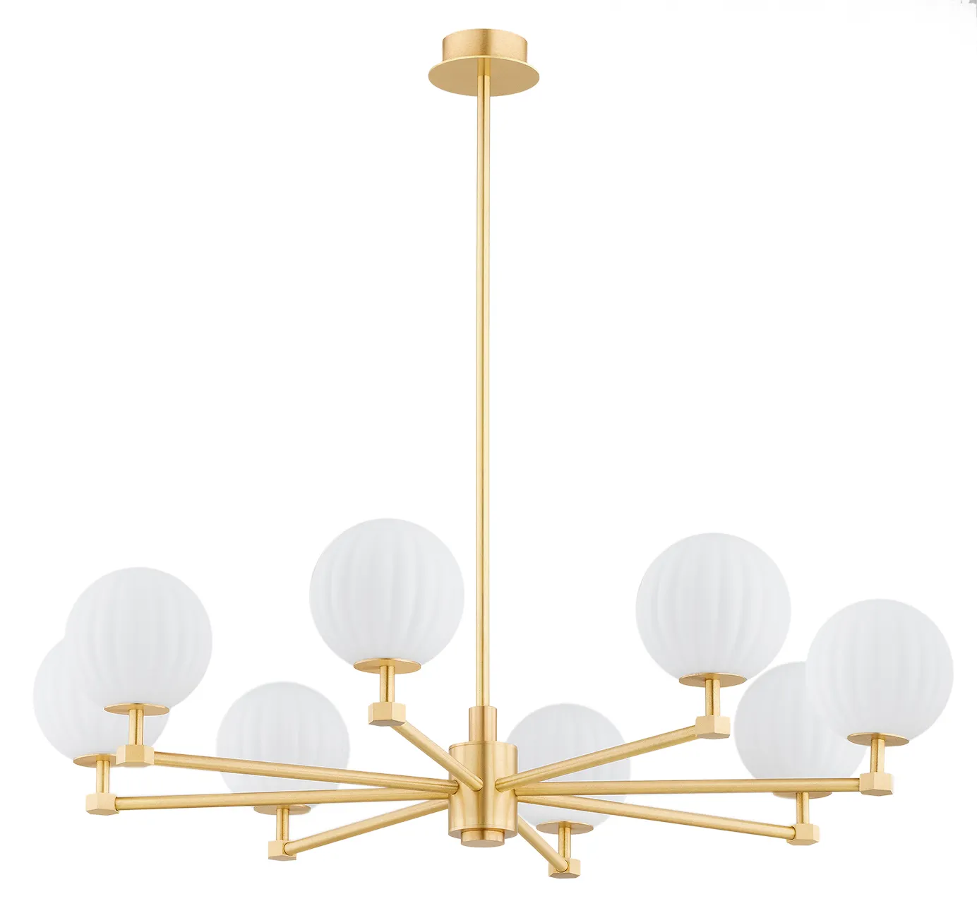 lampa wisząca, złoty, globus, metal, białe kulki