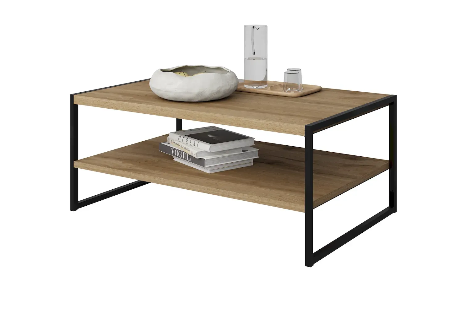 Stolik kawowy z półką EKO 97 dąb wotan czarny - 24N0MJ97