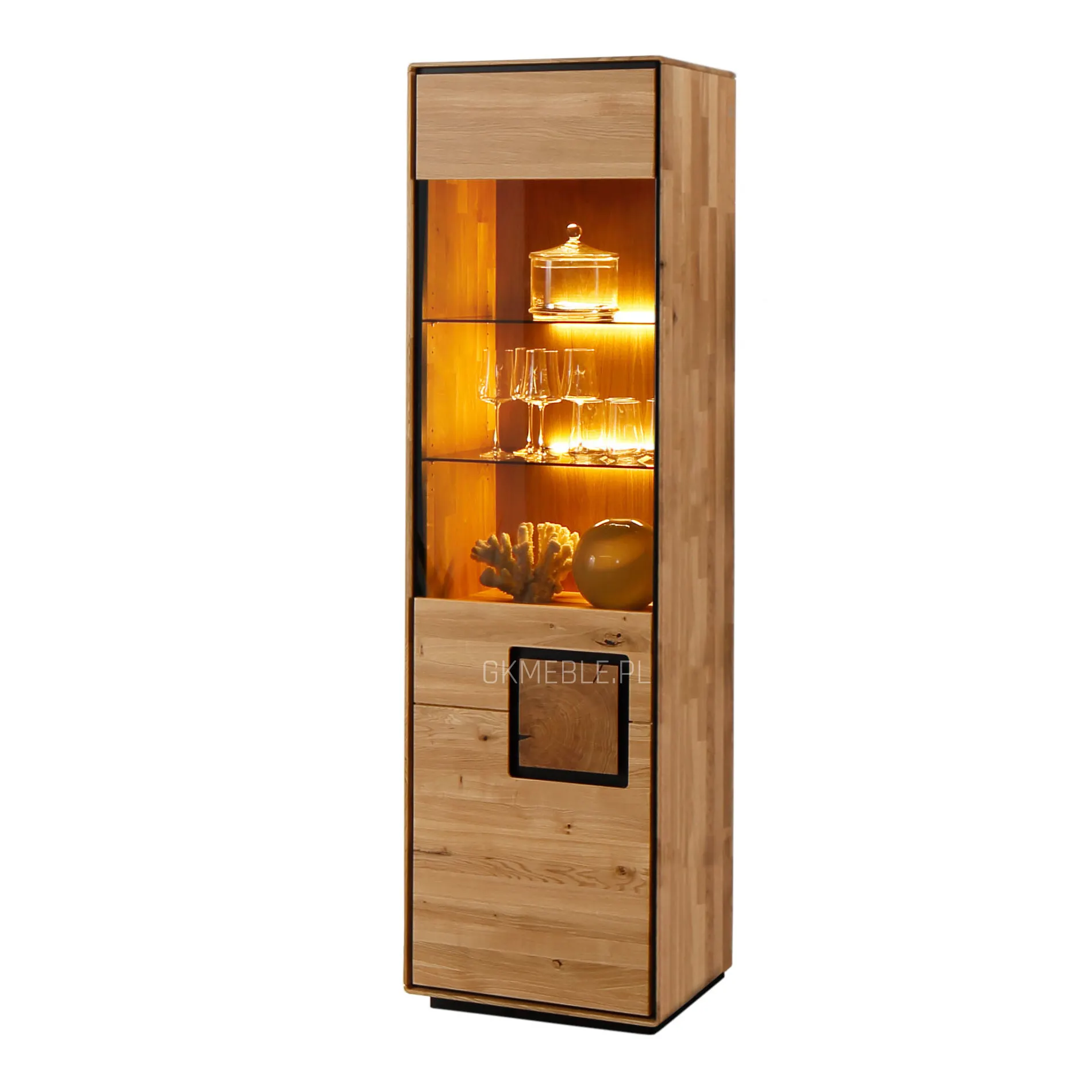 Witryna dębowa szklana MELLOW 1-drzwiowa 60x203 lewa Witryna dębowa szklana MELLOW 1-drzwiowa 60x203 lewa