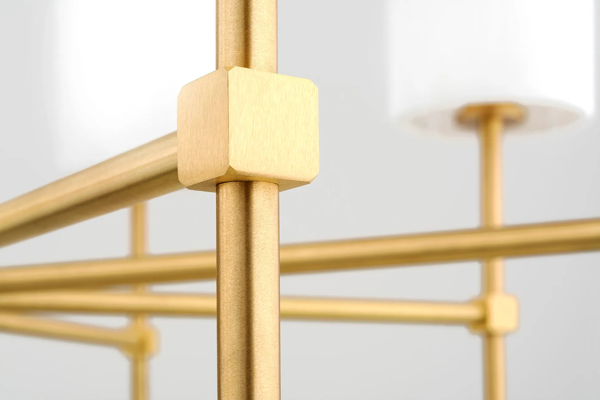 Żyrandol ABRUZZO metalowy rozłożysty mosiądz szczotkowany biały 91x86cm - 5051