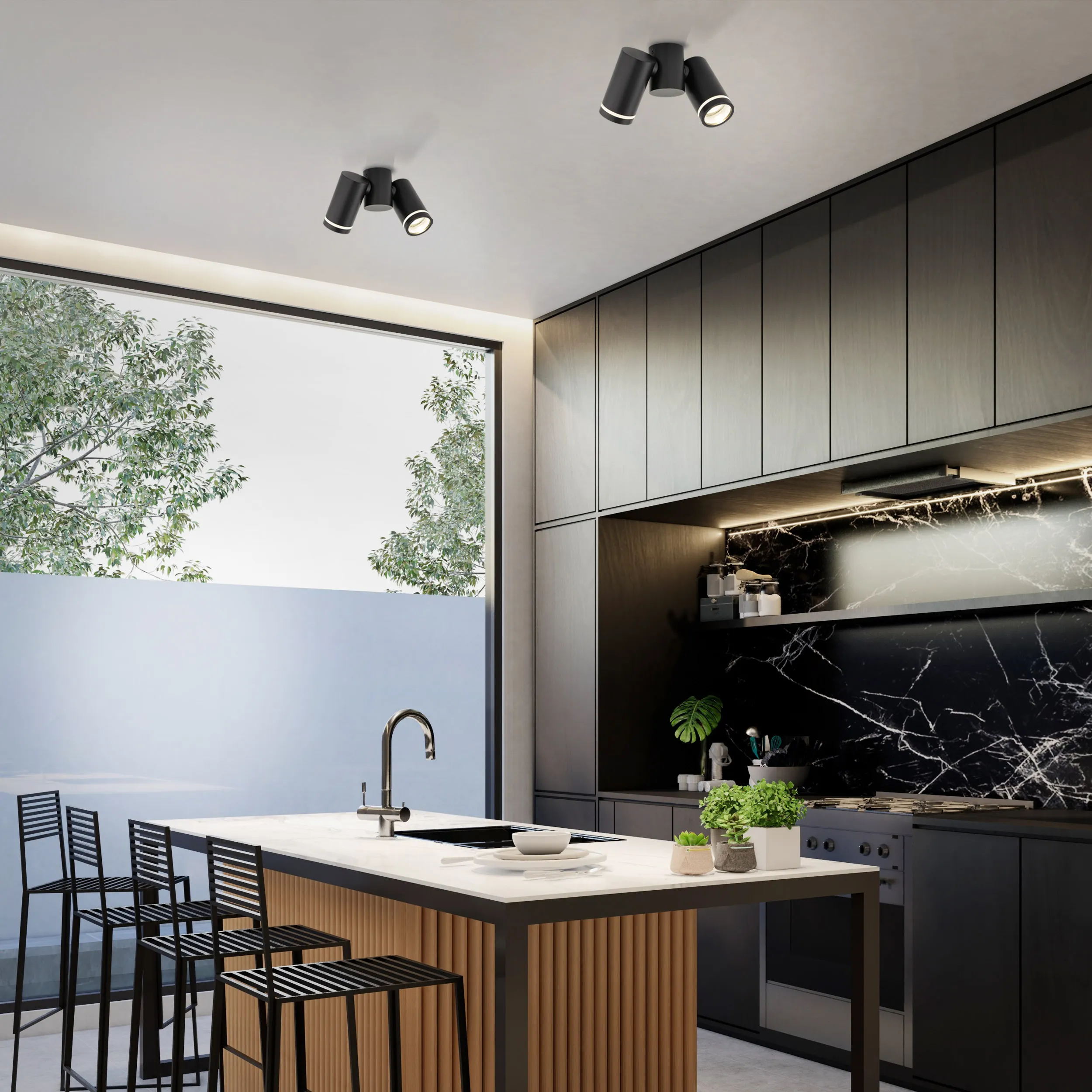 Plafon / Kinkiet JET czarna podwójna regulowana - TK_4539