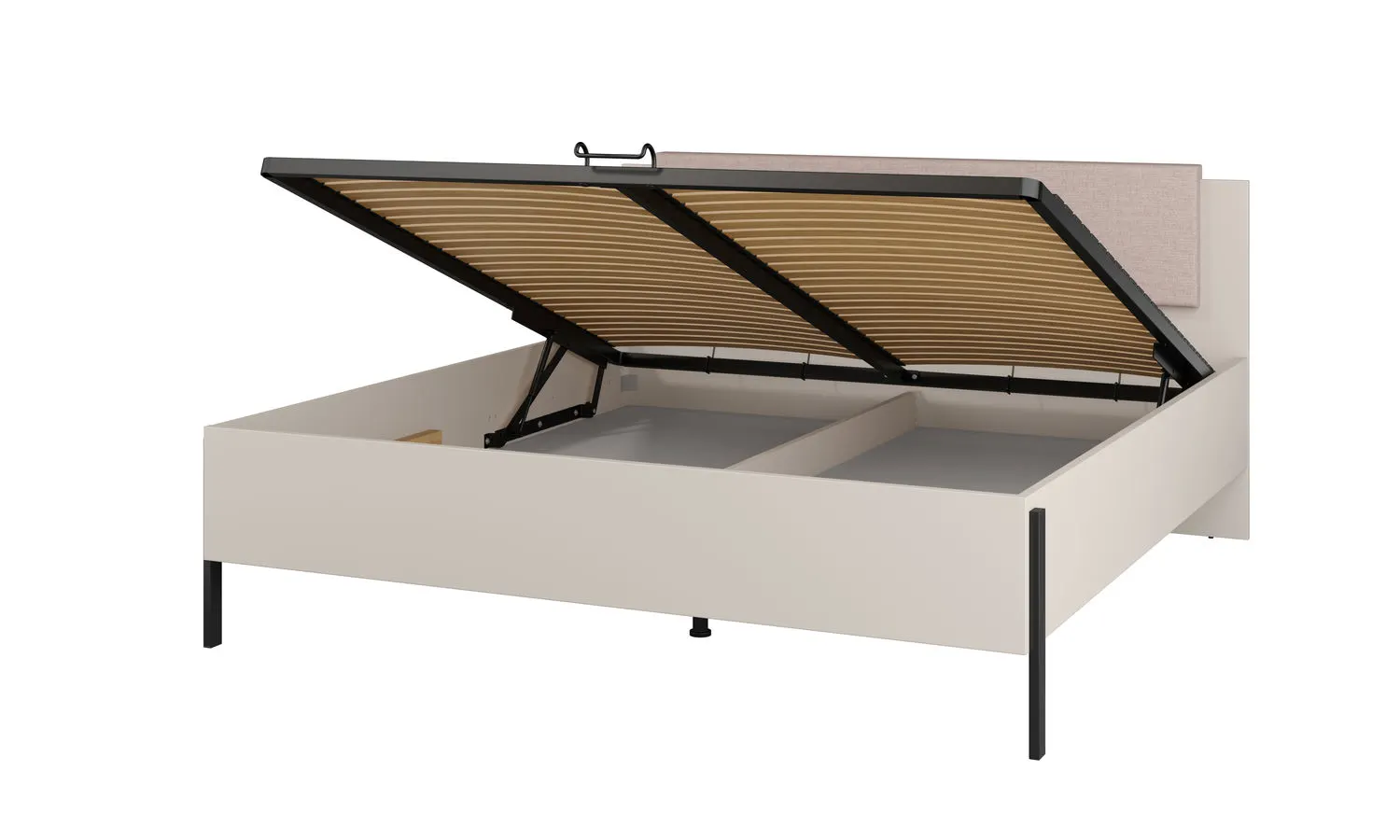 Łóżko z zagłówkiem i pojemnikiem JUKON S 180x200 kaszmirowe - 24KSND52