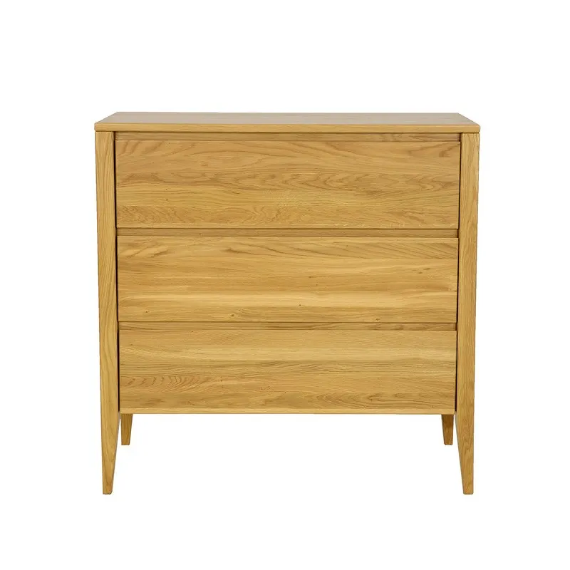 Komoda drewniana dębowa z 3 szufladami 95x95 cm na nóżkach (KD338) — zdjęcie 3