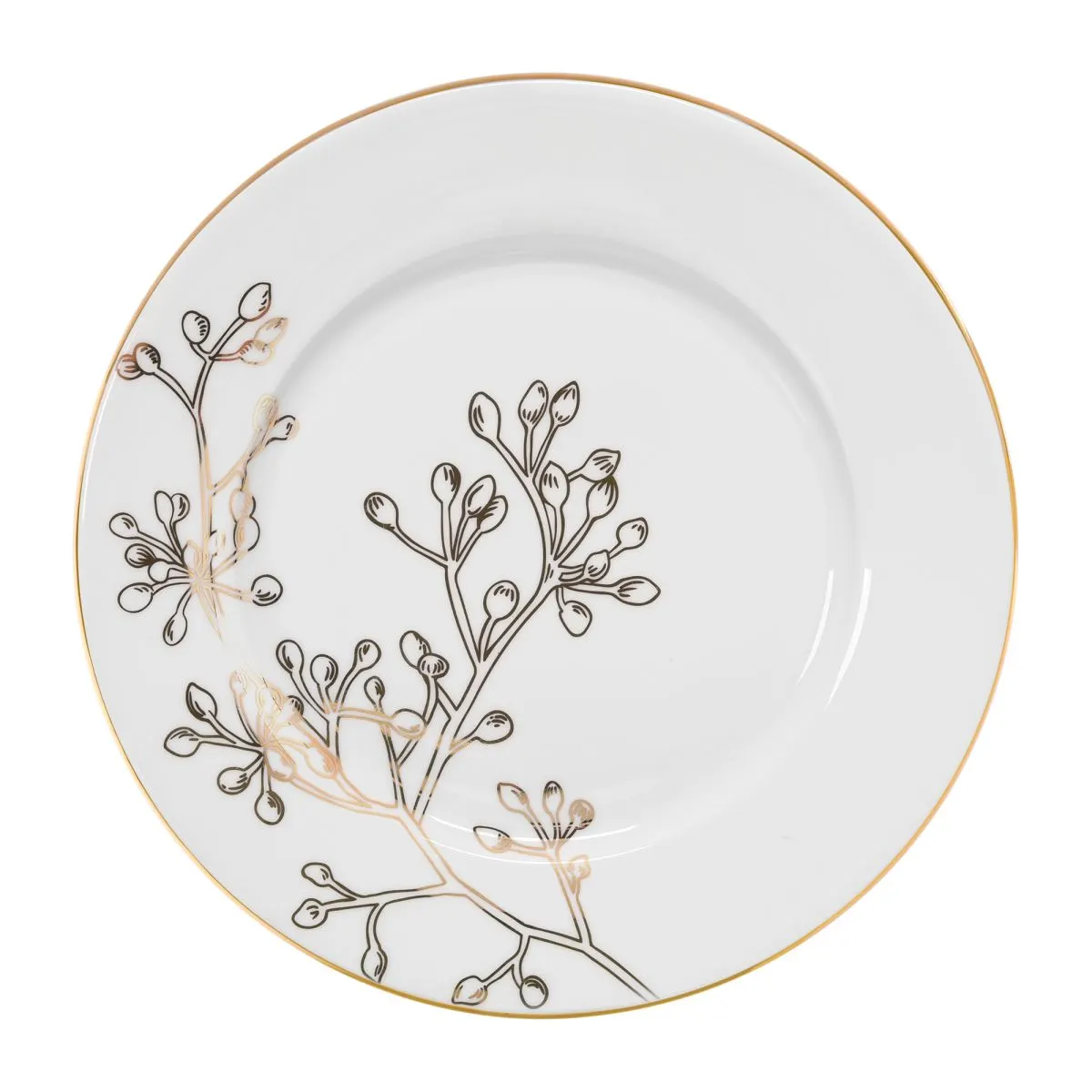 Talerz śniadaniowy DUKA TREVLIG 20 cm porcelanowy biały złoty Talerz śniadaniowy DUKA TREVLIG 20 cm porcelanowy biały złoty
